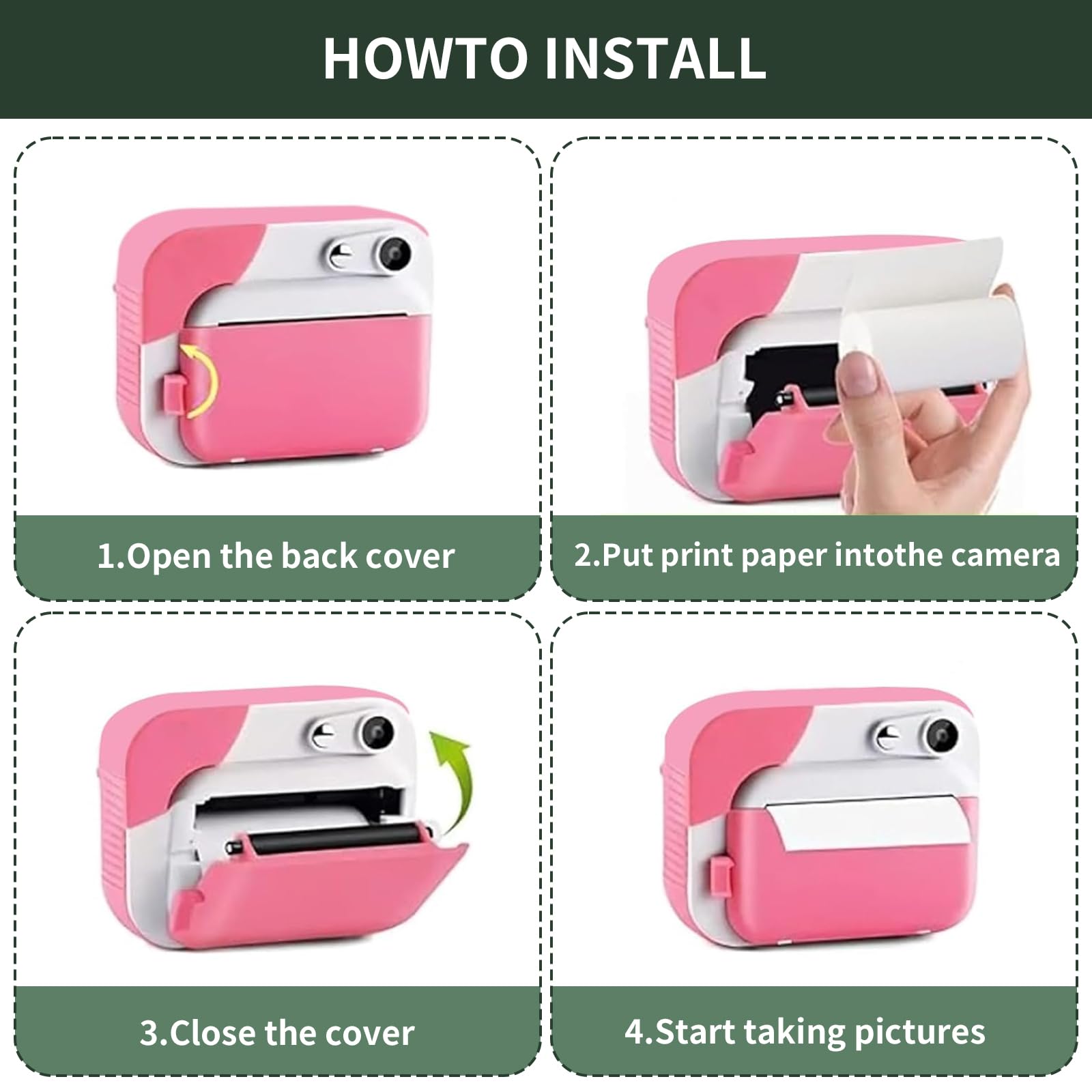 Pack de 10 Rollos de Papel Adesivo para Mini Impresora, Papel Termico para Cámara, Rollo para Impresora Térmica, Fácil de Reemplazar, Compatible con la mayoría de las cámaras de impresión.