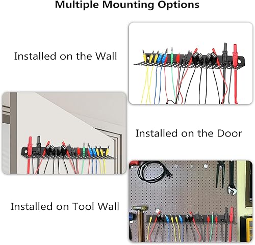 Miniatura 5 de Sumnacon Soporte de cable de montaje en pared y organizador de cables de acero con 19 ranuras para cables de ancho de 5 a 0.354 in, soporte de