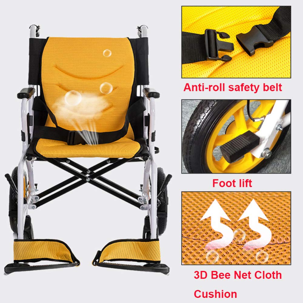 Silla de ruedas manual ligera y plegable para ancianos y discapacitados, diseño autopropulsado con frenos de mano y ruedas traseras de liberación rápida, construcción portátil de aluminio