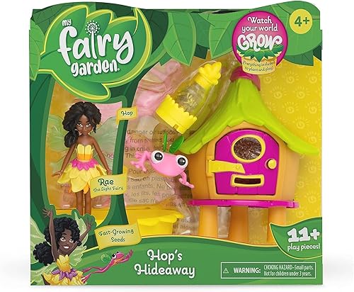 Hop's Hideaway - Juego de juguete mágico - Semillas de plantas, muñeca de hadas y accesorio de rana mascota - Crece y juega en la naturaleza - para