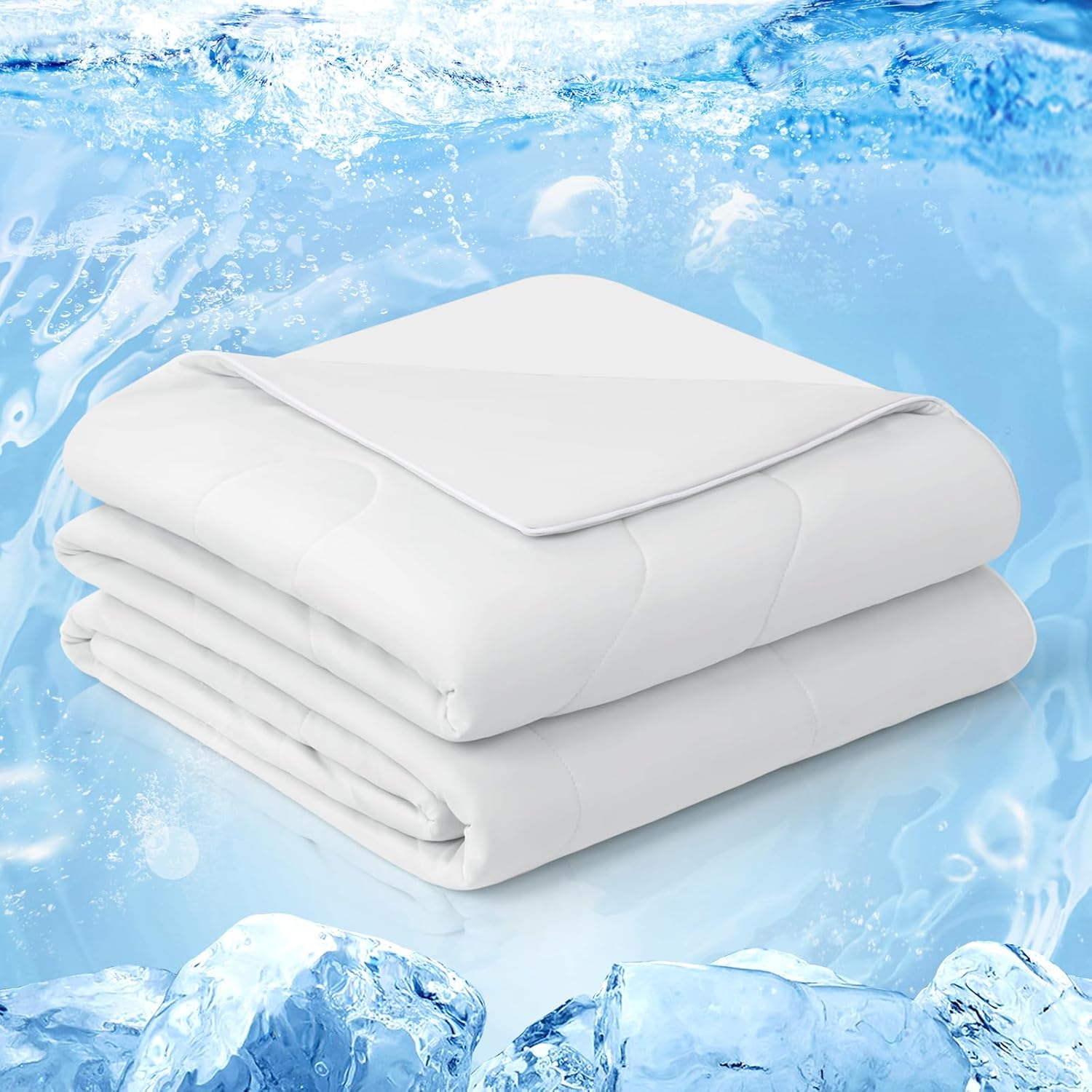 EASELAND Cooling Comforter Queen, Cold Touch Fabric Absorbs Body Heat, Double-Sided Cool Design Soft Fluffy Cooling Blanket for Night Sweats Hot Sleeper(White, Queen(90″x90″))