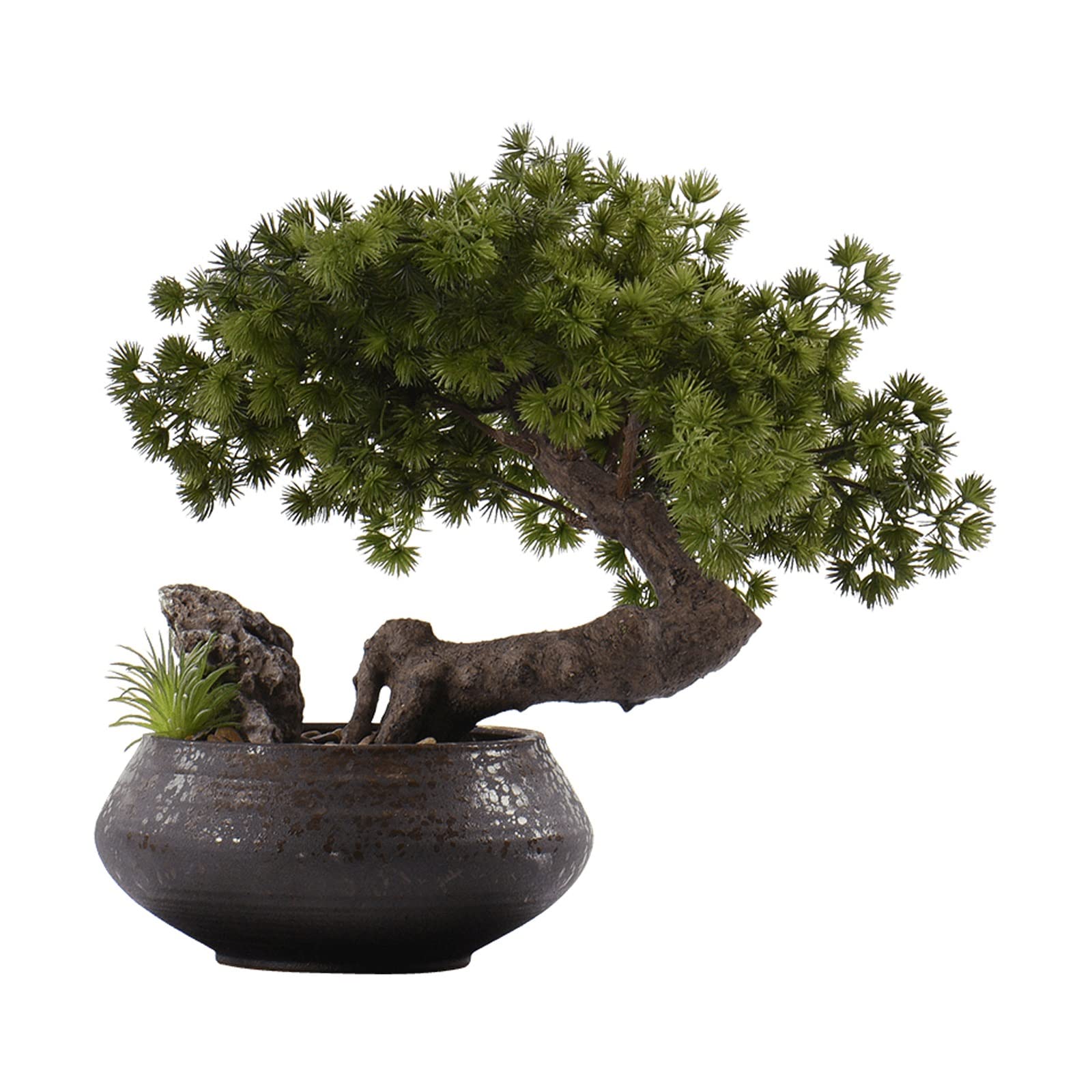 Artificial Bonsai Artificial Bonsai Tree, Fake Plant Decoration, Potted Artificial House Plants, Japanese Pine for Desktop Home Decor, Tall 13.8" Fake Plants Decor