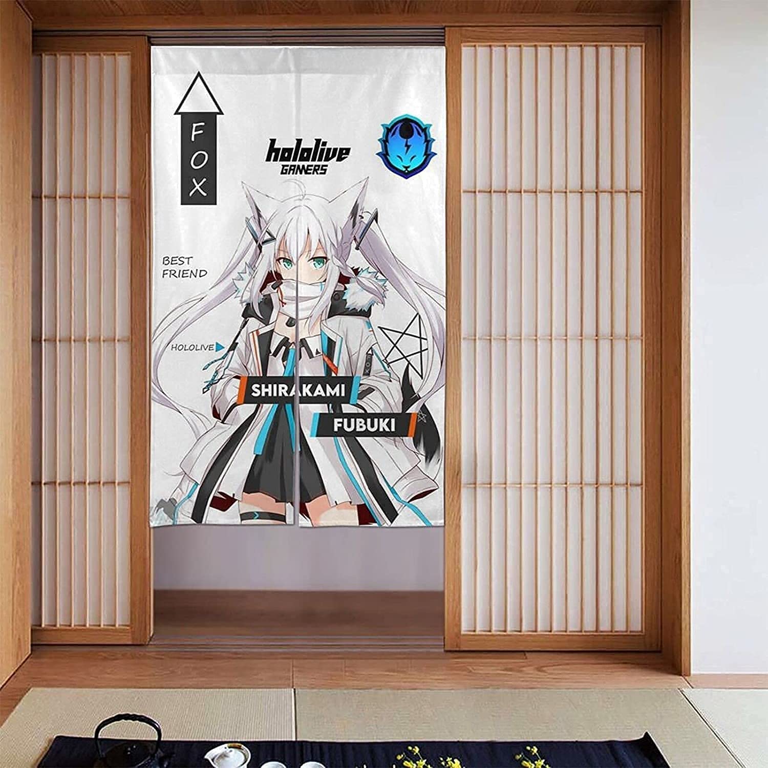 スイカ　波兎暖簾&瓢箪暖簾 Amazon｜Chovvy のれん うさぎ 兎 月 和風 和柄 美しい 間仕切り