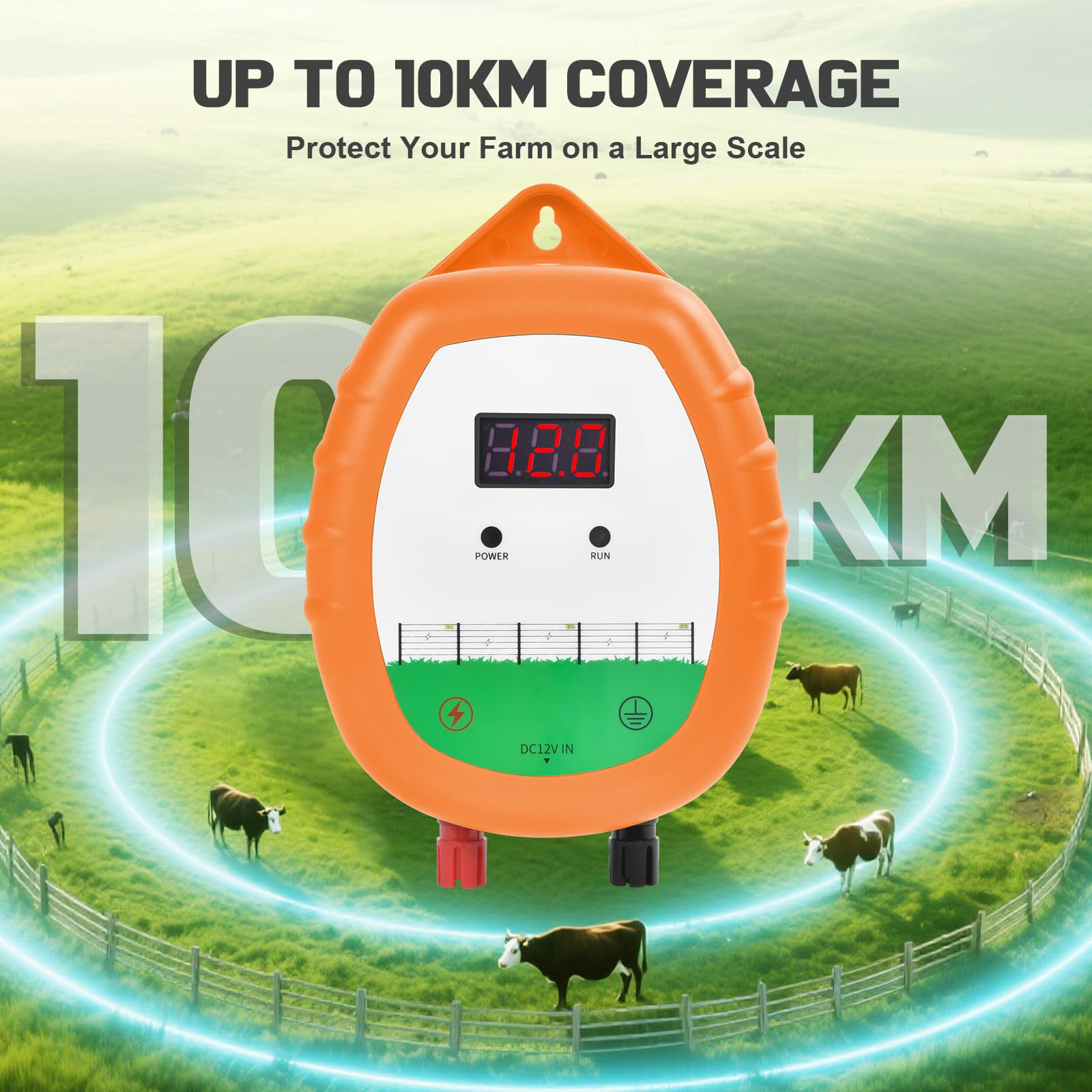 Recinzione Elettrica Kit 10 km 1 Elettrificatore 200 m Filo 2,2 mm² Custodia Impermeabile