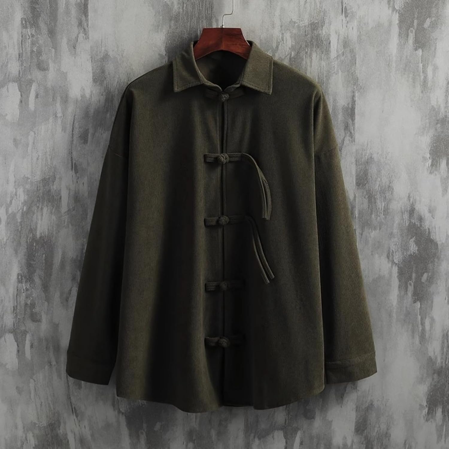 Retro Corduroy Tang Suit Shirt, Men's Chinese Long-Sleeve top