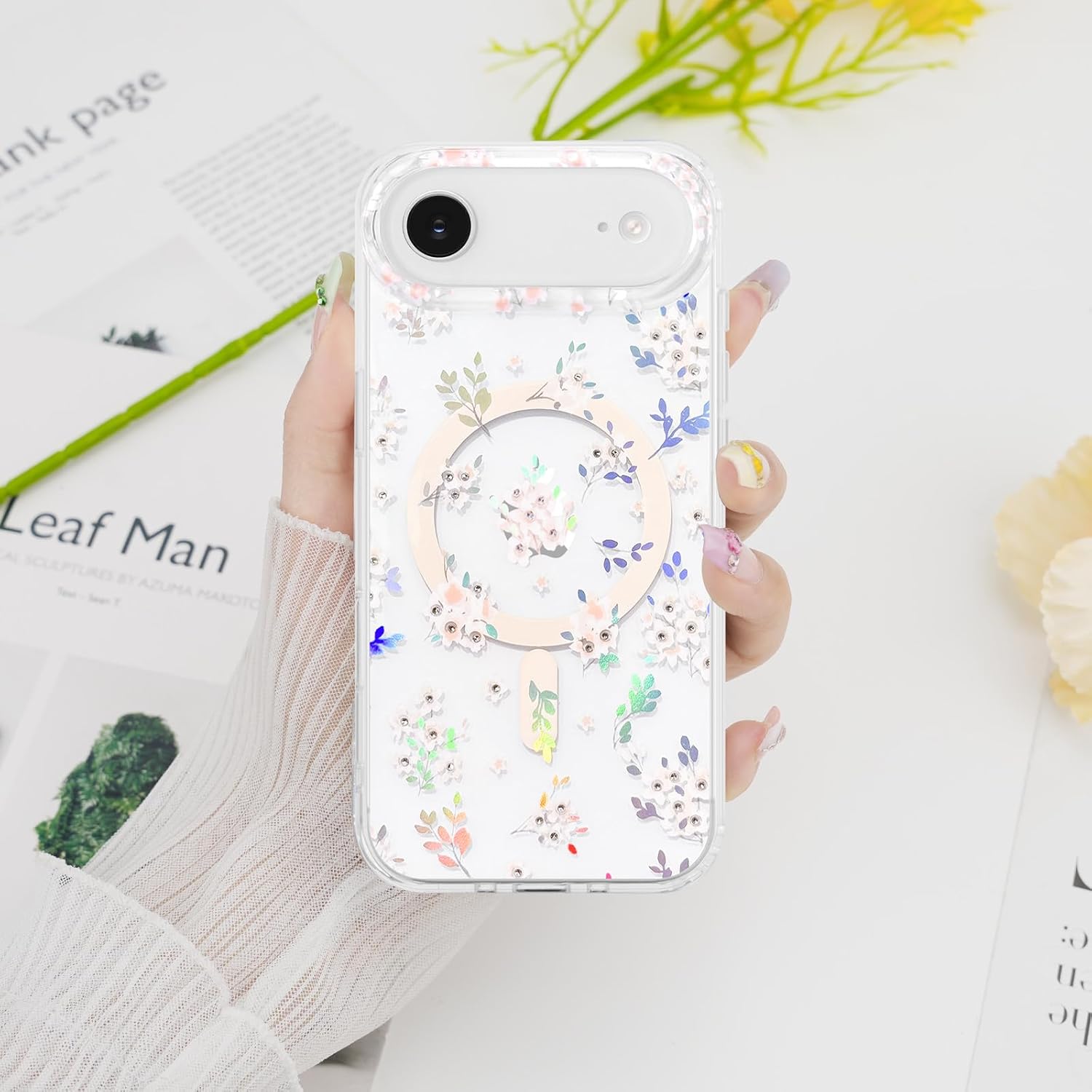 Magnetic for iPhone Air Case Floral, Cute Luxury Clear Flower Cover for Women Girls Elegant Aesthetic Soft [Compatible with Magsafe] Protective Phone Case for iPhone Air, Geranium - Image 6