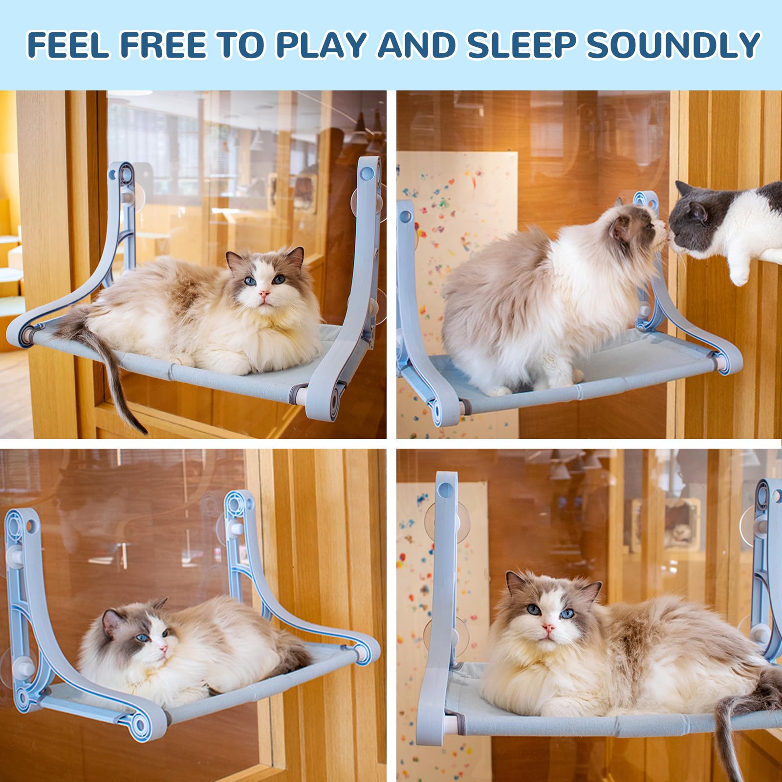 Cat Window Perch for Large Cats, Window Seat/Beds/Hammock for Indoor Cats Inside, 22 Inches Detachable Machine Washable Bed Cover, Spacious And Comfortable Cat Gifts for Sunbathing/Napping/Looking Out