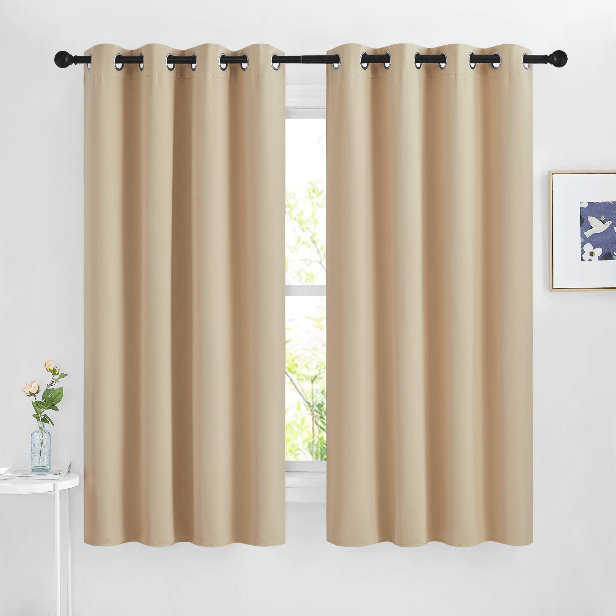 NICETOWN Blackout Curtain Panels for Living Room - Window Treatment Thermal Insulated Solid Grommet Vertical Drapes Window Treatments for Bedroom (