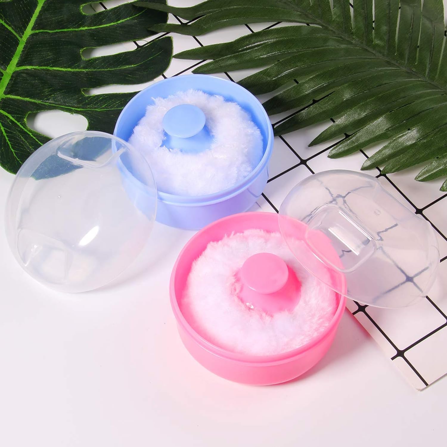 Kusuvika Superior Qaulity Powder Puff Kit - After-Bath Powder Puff Box Empty Body Powder Container Body Powder Case- Baby Powder Puff Sponge Box for Home and Travel (Multicolour)-image-31