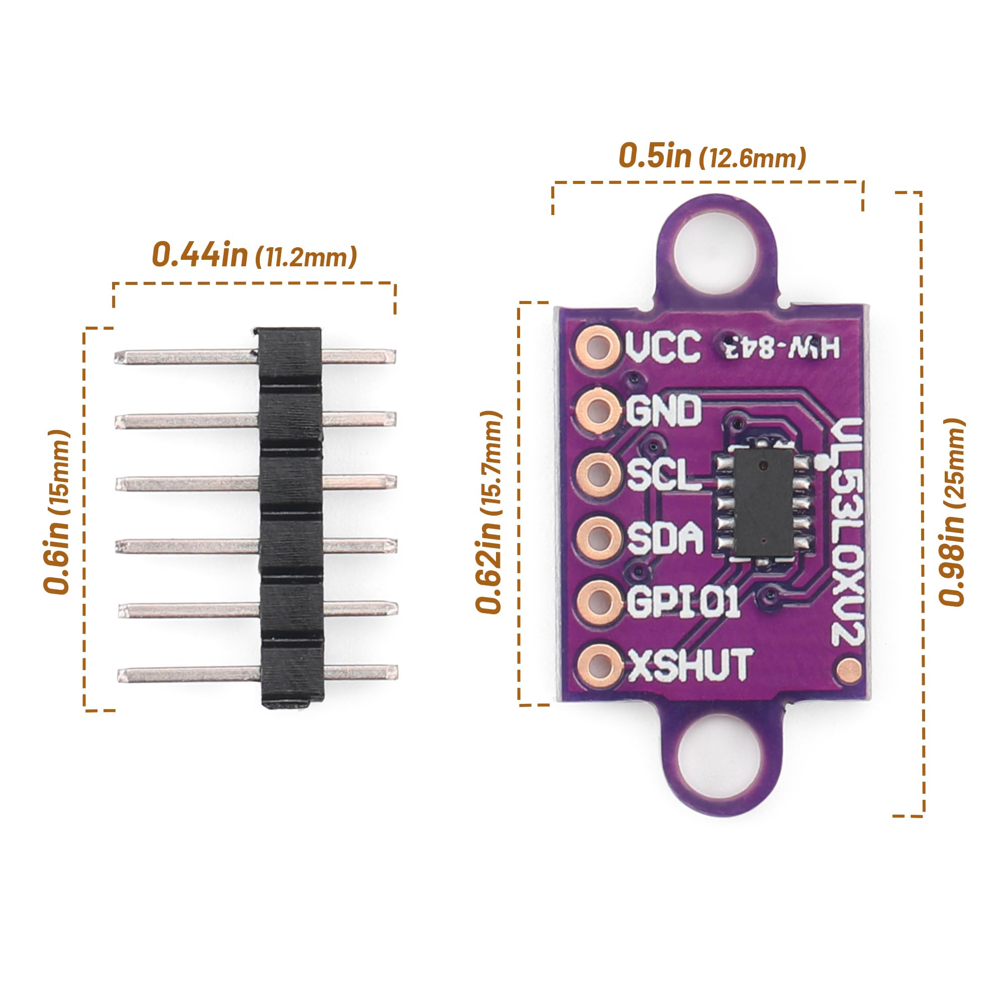 Lot de 4 capteurs de distance VL53L0X (ToF) 940 nm pour Arduino
