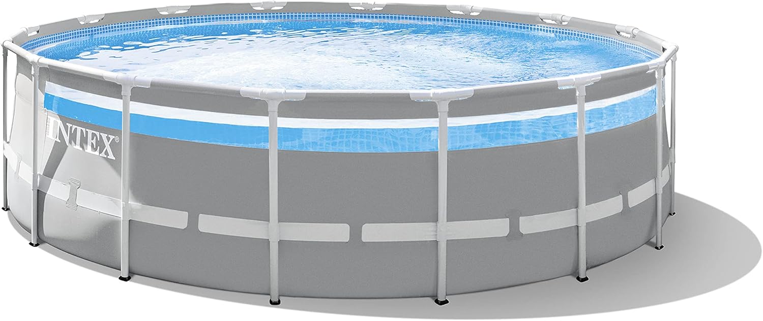 INTEX 26769EH 13ft X 6.5ft x 48in Prism Frame Clearview Rectangular Above Ground Swimming Pool Set with 530 GPH Cartridge Filter Pump, Ground Cloth, Pool Cover