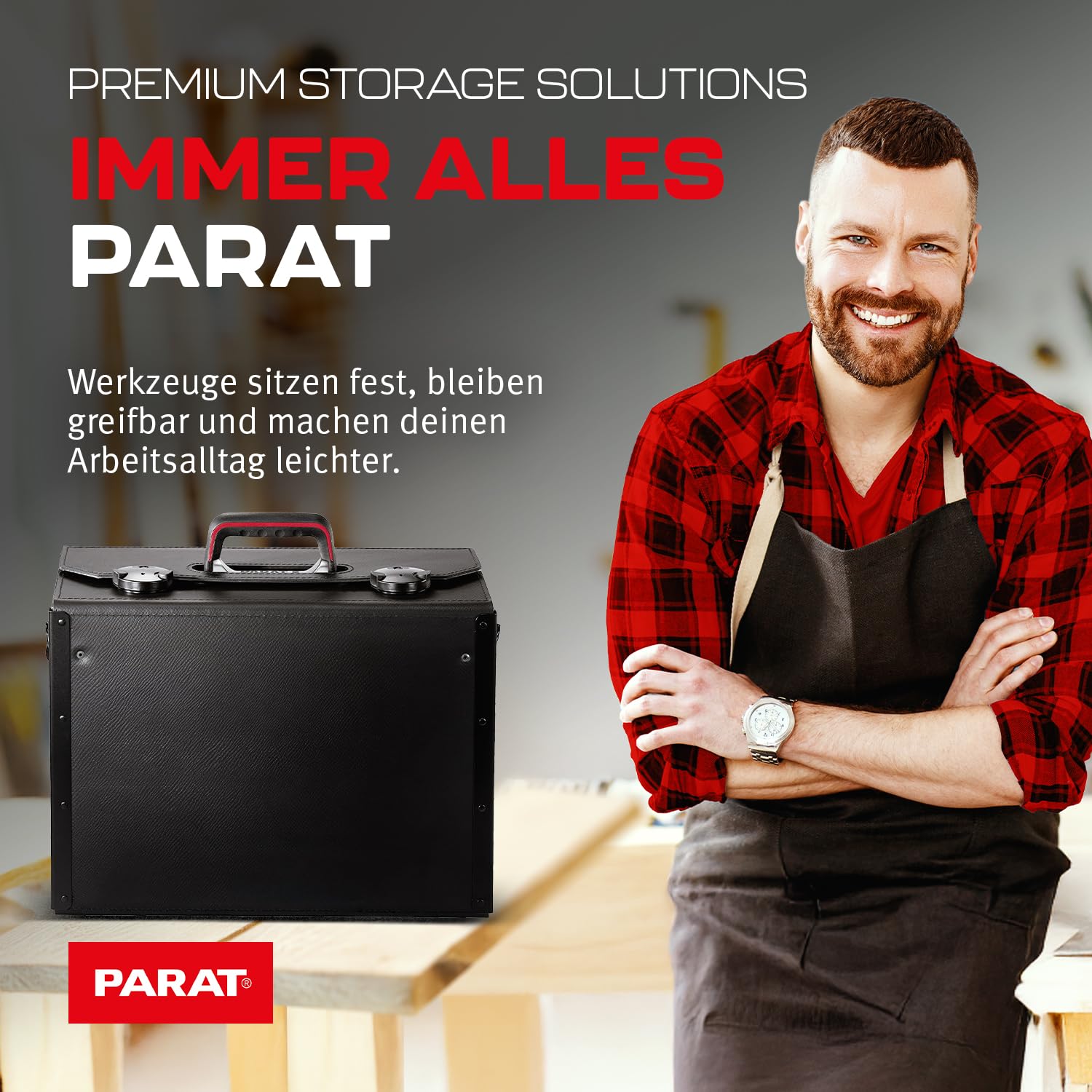 PARAT TOP-LINE KingSize CP-7 leere Werkzeugtasche 30 L | Große Ledertasche mit 4 CP-7 Haltern für bis zu 73 Werkzeuge | Profi Werkzeugtasche aus Leder & Con-Pearl® | Viel Stauraum