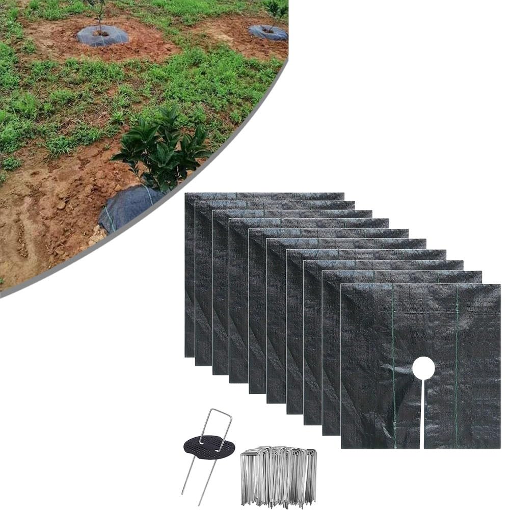 Alfombrillas de barrera de jardín para control de césped de disco de árbol en huertos