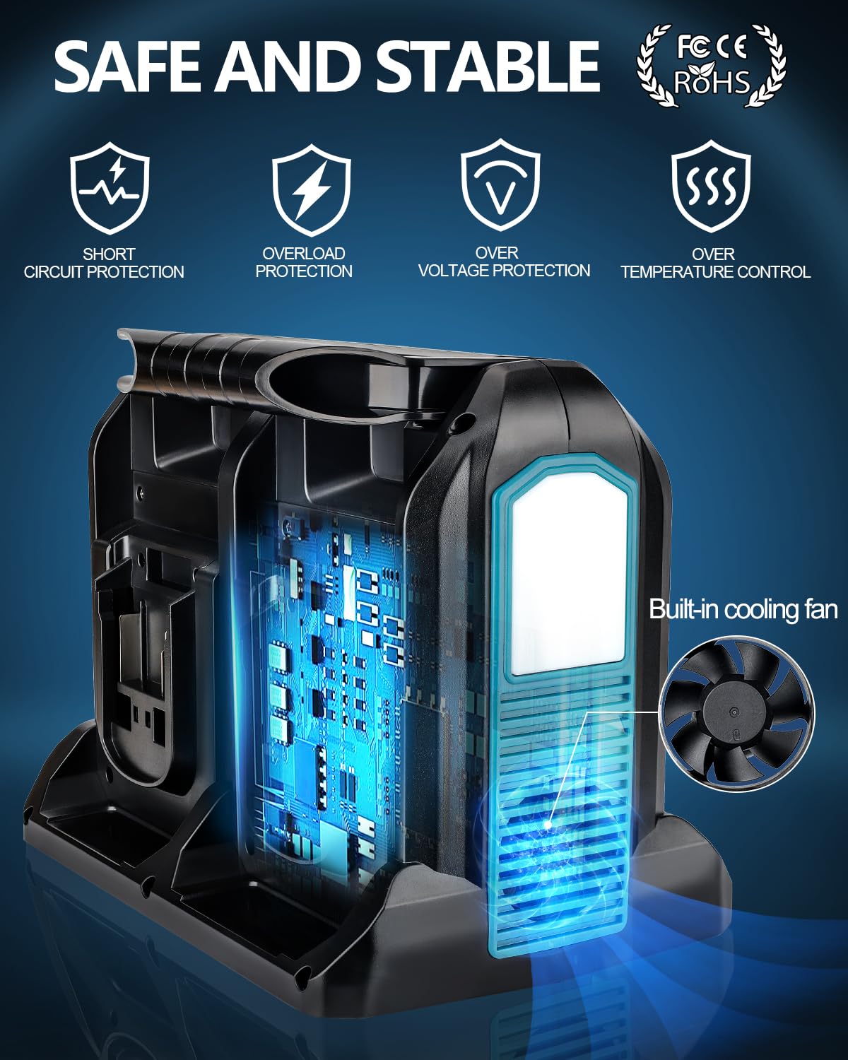 Taingwei 350W Sine Wave Wechselrichter für Makita 18V Batterie, 4-Ports 18V auf 230V Volt Spannungswandler mit 3 USB-A Ports, 1 USB-C Port, 300lm LED-Licht für Camping Reisen Jagd Notfälle (Nur Gerät)
