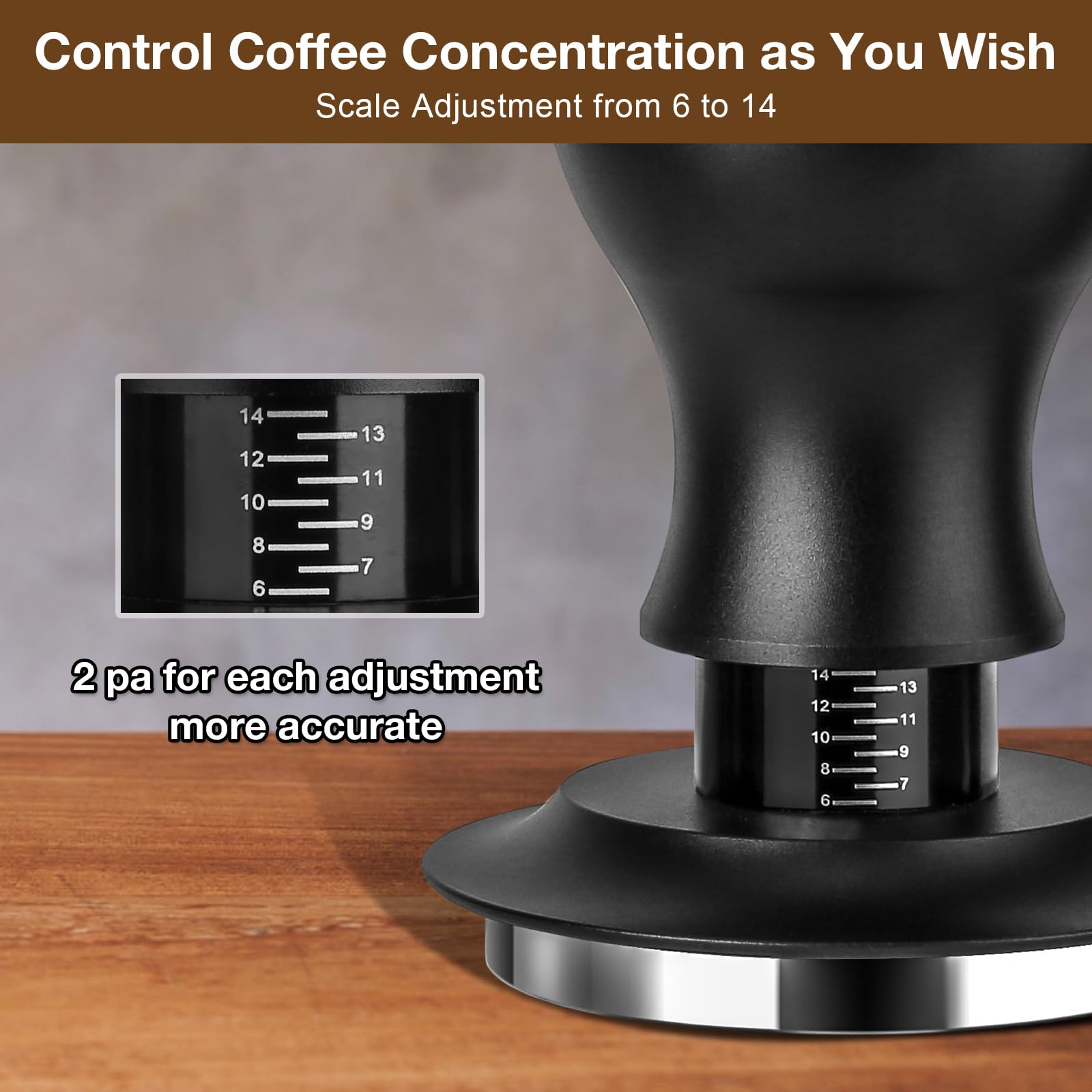 Carseatty Pressino da caffè da 53 mm con molla calibrata, 13,6 kg, con 6 aghi WDT Tool Espresso con supporto, cucchiaino da caffè, tappetino in silicone, confezione regalo
