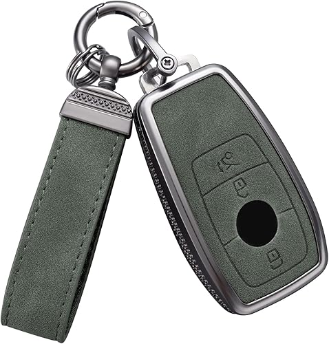 YO&YOYE Funda compatible con llavero de cuero para llave de Mercedes Benz Clase E, Clase S, Clase C, Clase G, AMG (modelo 1, negro)