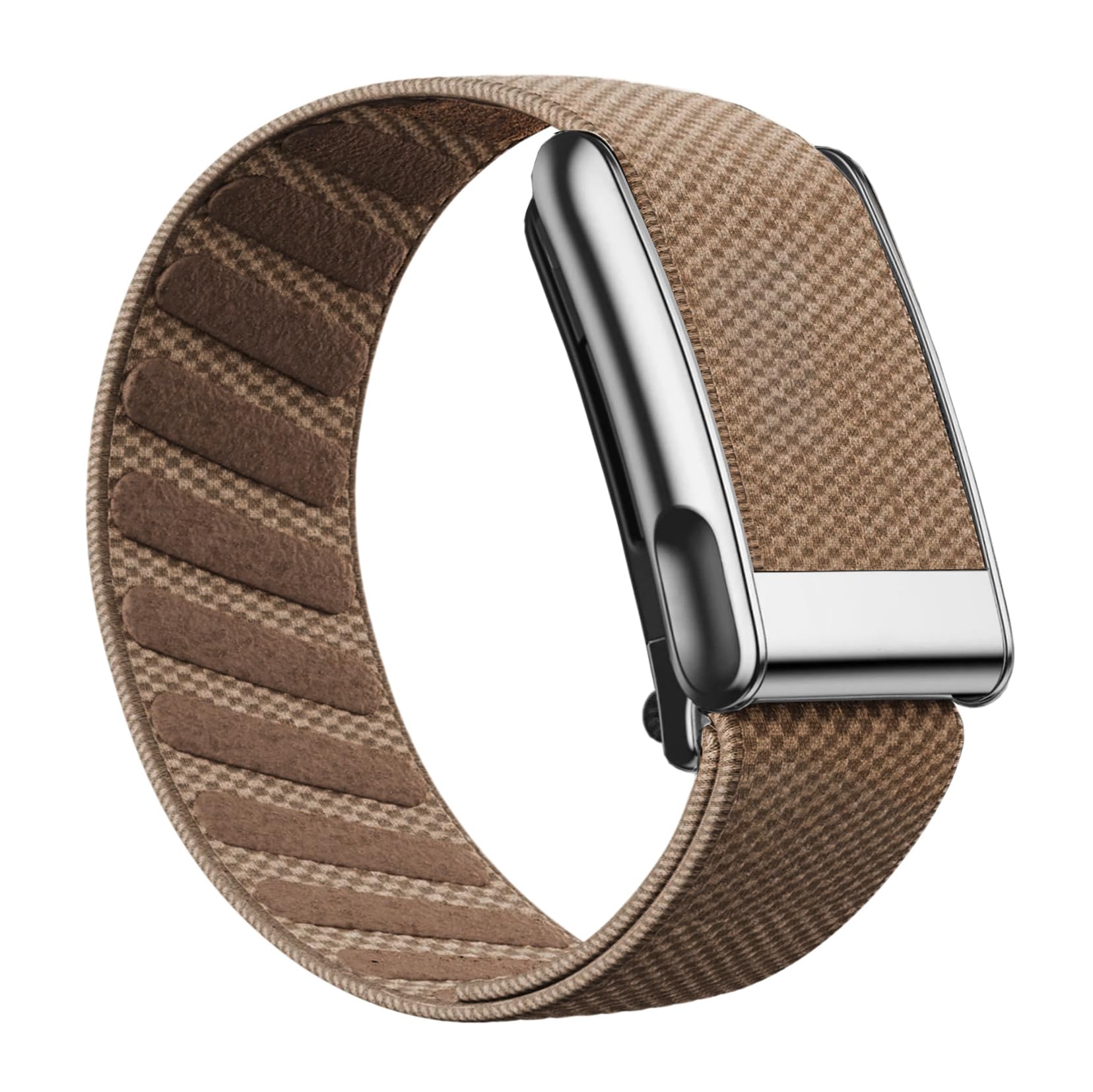 AR LABS SuperKnit Luxe WHOOP 5.0 Peak/One & MG Compatible Band | Premium Ultra-Soft Weave | Stainless Steel Precious Metal PVD Treated | Includes Hook, Clasp & Slider (Mocha & Silver)