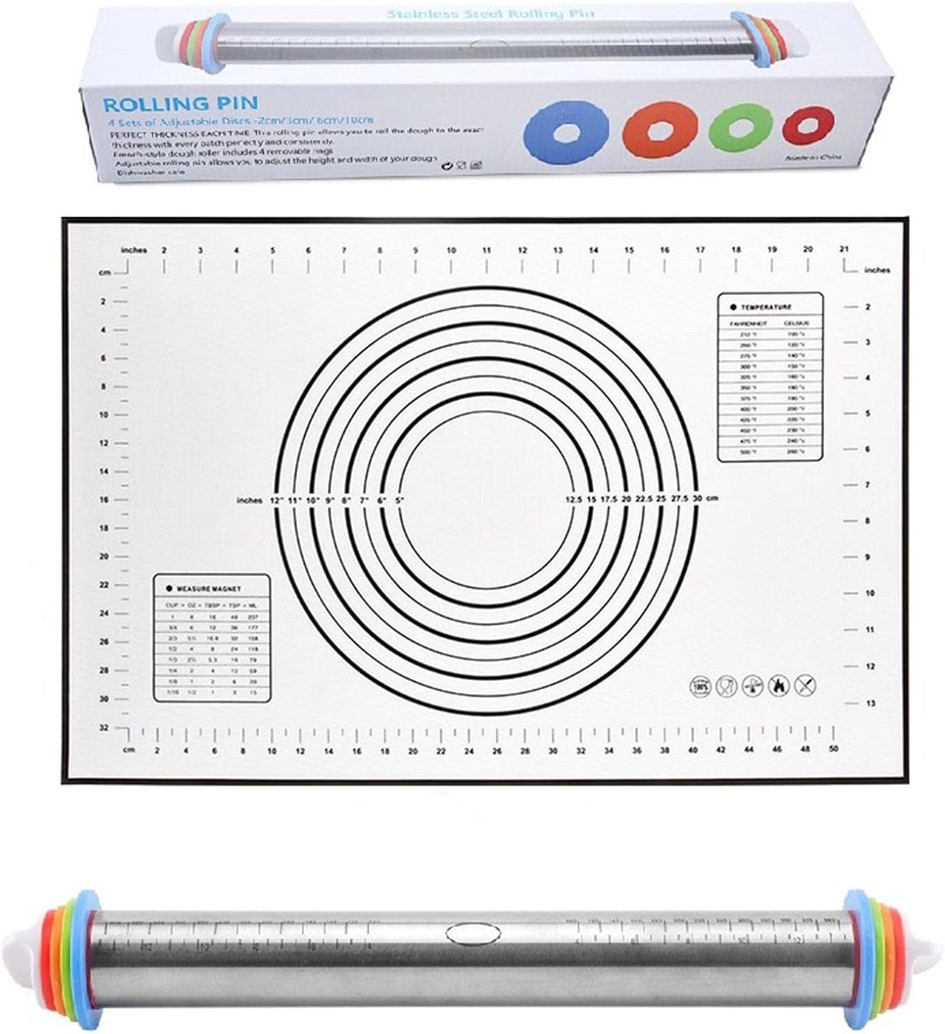 Adjustable Rolling Pin Adjustable Pie Rolling Pin with Multi Color