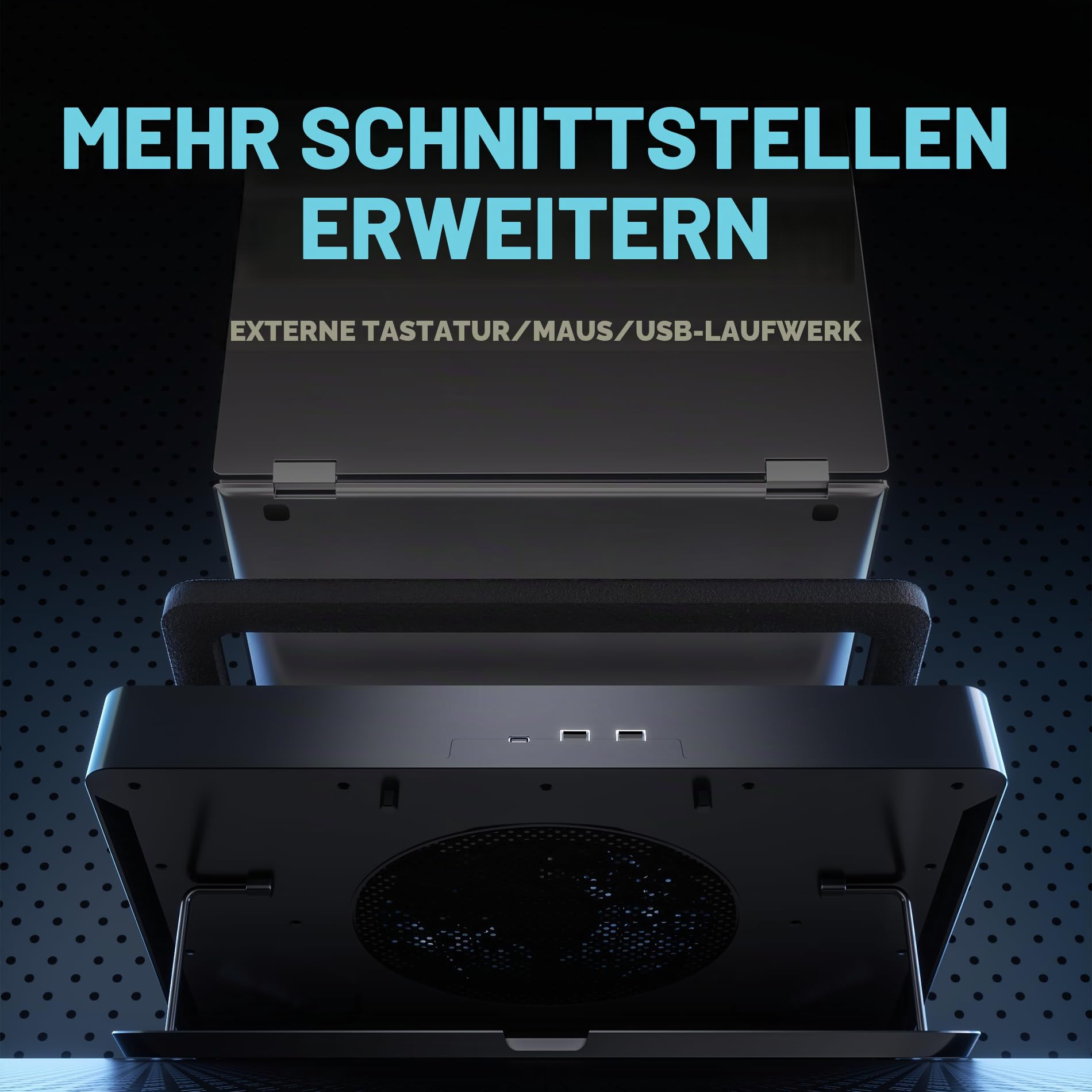 TZMRIT D16 Laptop Kühlpadd, für 13-18.6in Laptop, verstellbare Geschwindigkeit, USB-A/Typ-C 1.2M 9V3A