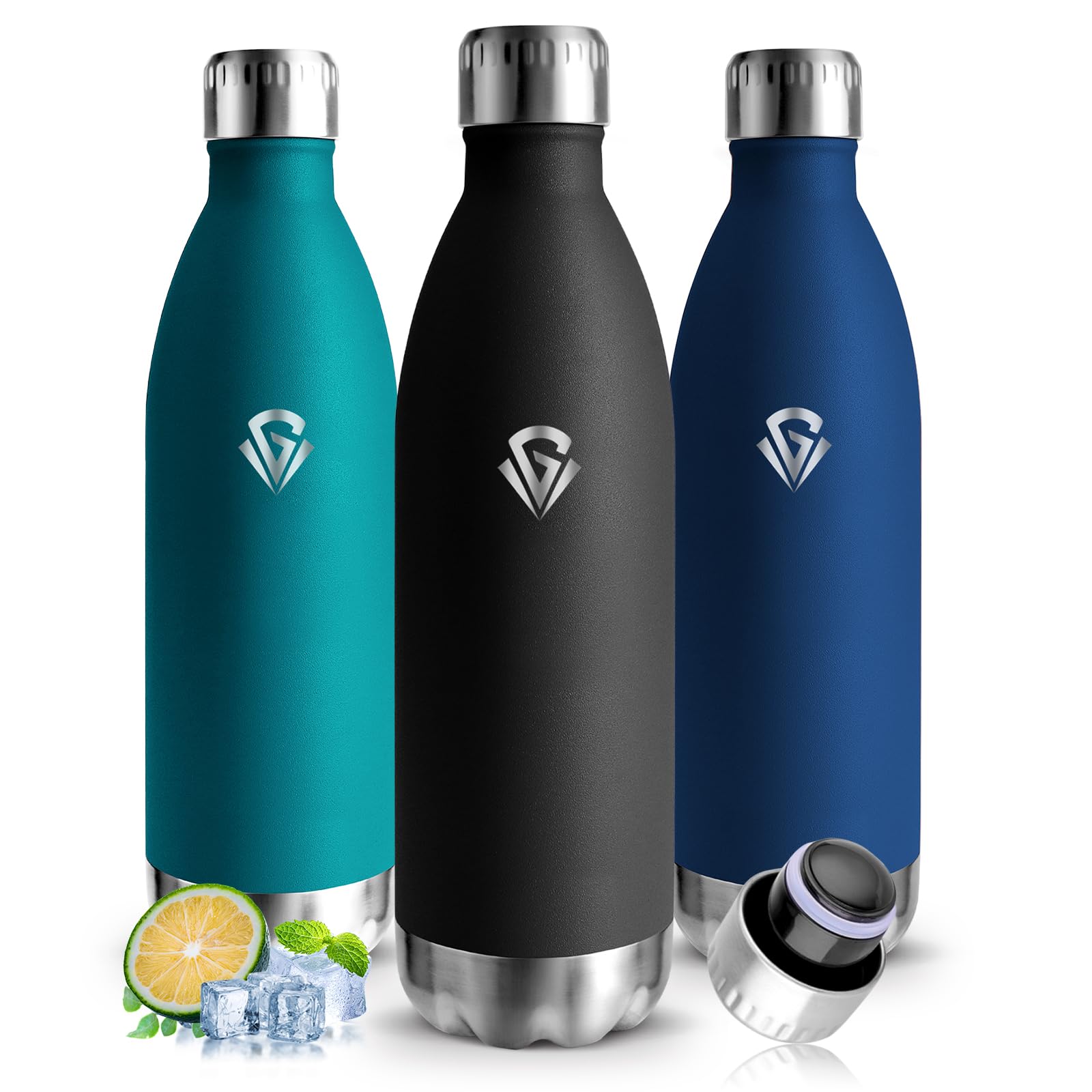 Borraccia Termica 1 litro, Borraccia Palestra Senza BPA, Isolamento Sottovuoto, Borracce Acciaio Inox, Bottiglia Termica a Prova di Perdite per Campeggio, Gym, Fitness