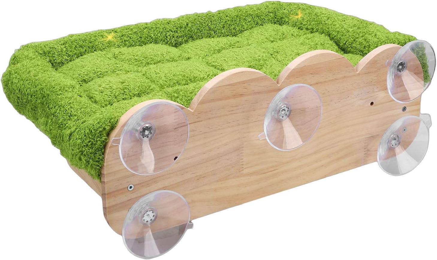 Cat Window Hammock Perch Sturdy Solid Wood Frame Plush Comfortable Suction Cup Design Space Saving Cat Bed for Home Indoor Pets