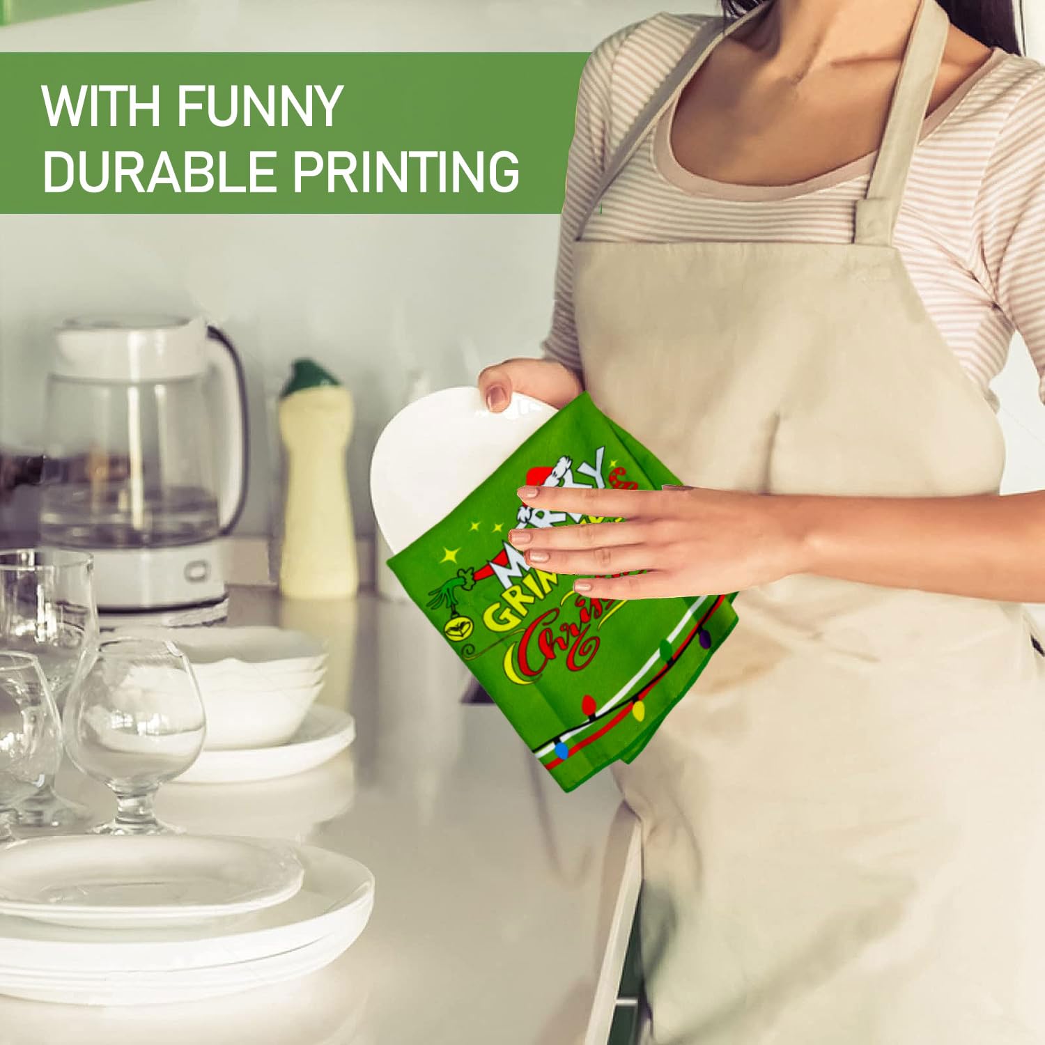 RSDZSW Christmas Kitchen Dish Towels 3 Pack - Absorbent Microfiber Holiday Hand Towels 17.7x27.5 Inch For Drying & Decor