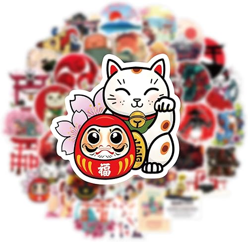 Miniatura 9 de Calcomanías japonesas, 61 unidades, calcomanías de trabajo, estéticas, impermeables, paquete de calcomanías para botella de agua, laptop, adultos,