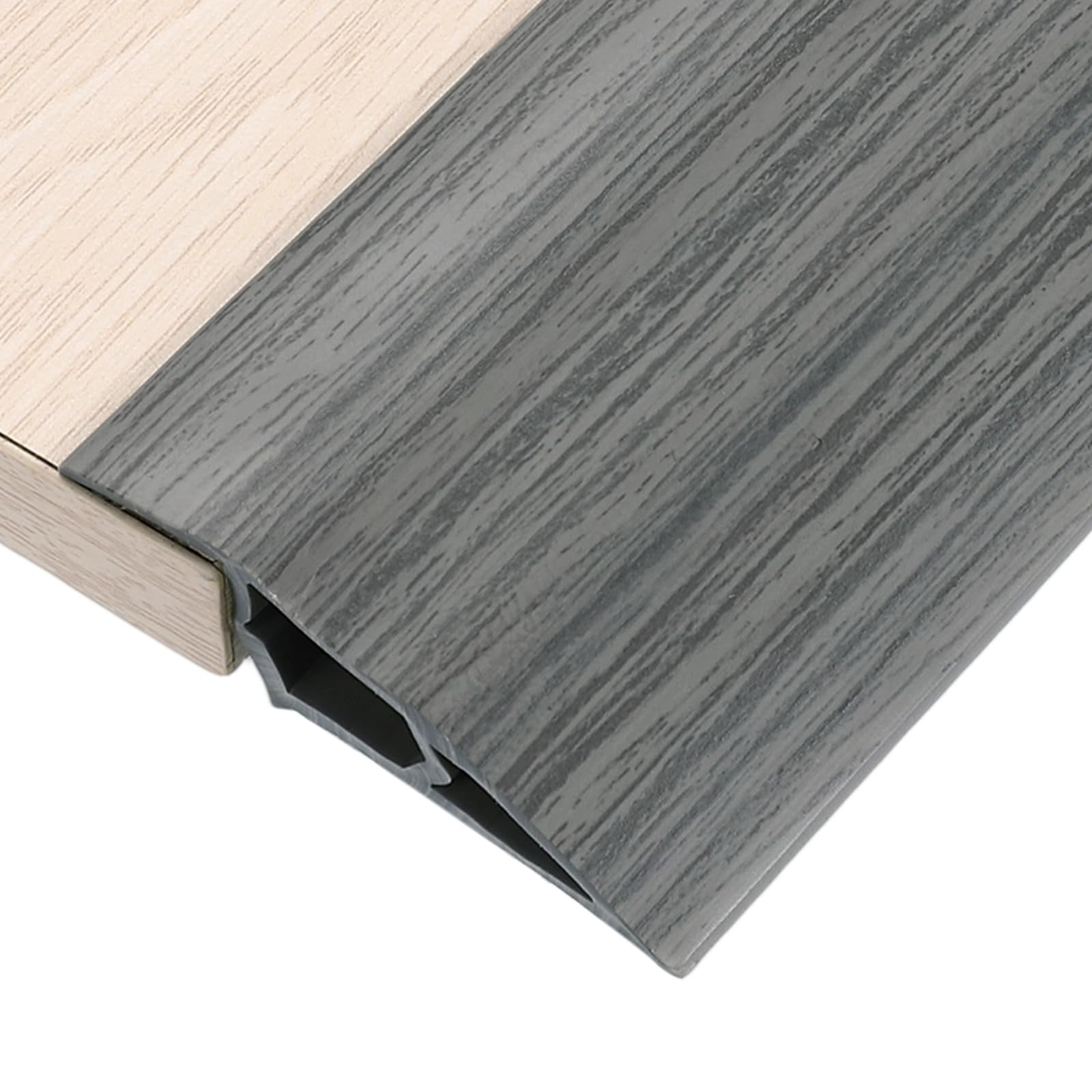 sourcing map 3.28Ft x 2.8" x 0.91" Floor Transition Strip, Self Adhesive Carpet Edge Strip, Vinyl Gap Cover, Laminate Edge Trim for Uneven Surfaces from 11/16" to 13/16", Gray Wood Grain