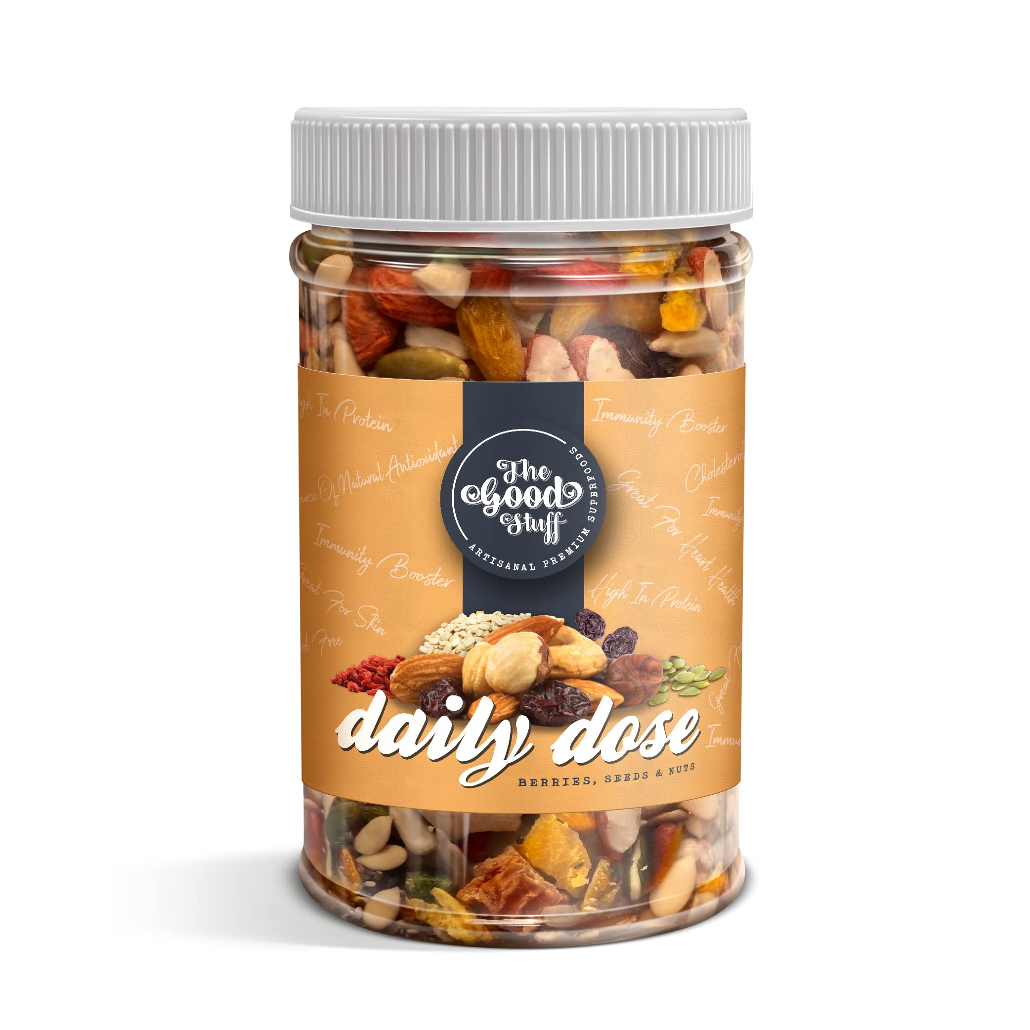 The Good Stuff Daily Dose - 20 in 1 Berries, Nuts & Seed Mix | Premium Superfood Healthy Snacks | Protein, Antioxidants & Fibre Rich | Roasted, Unsalted | Pack of 1-300g