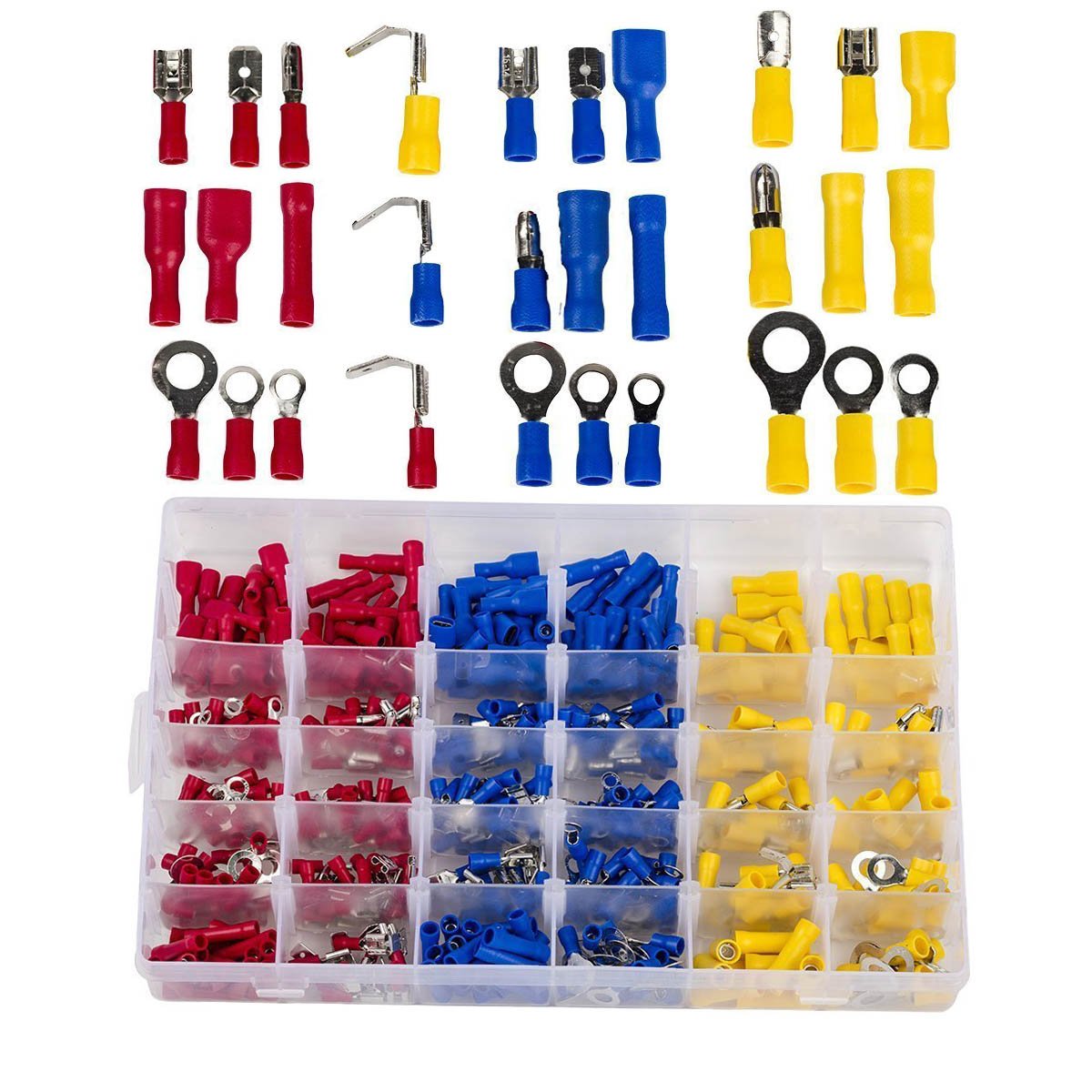 Eagles Insulated Terminals Electrical Crimp Connector Butt Spade Ring Fork Set, Mixed Assorted