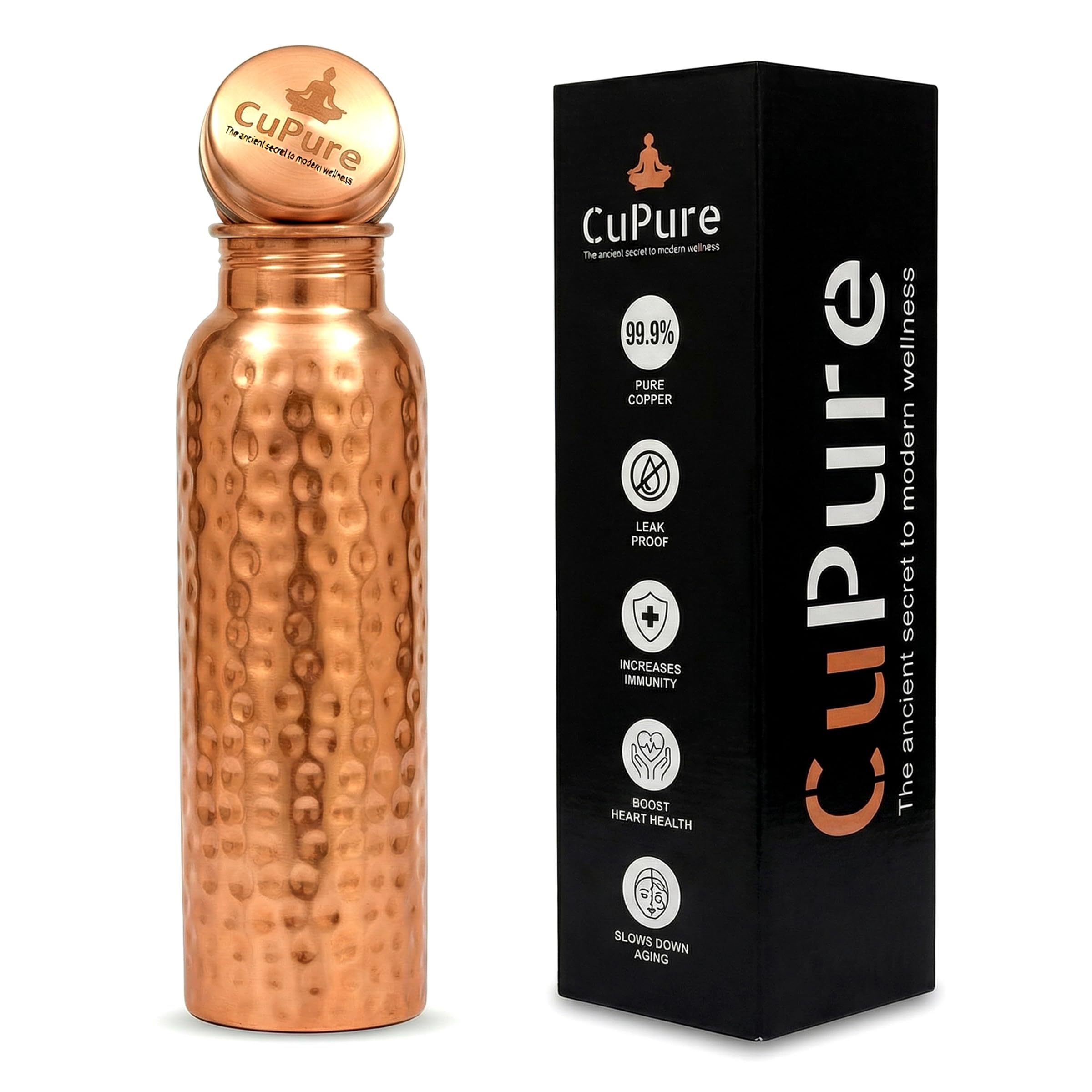 Amazon.com: CuPure 100% Pure Copper Ayurvedic Water Bottle | Leak