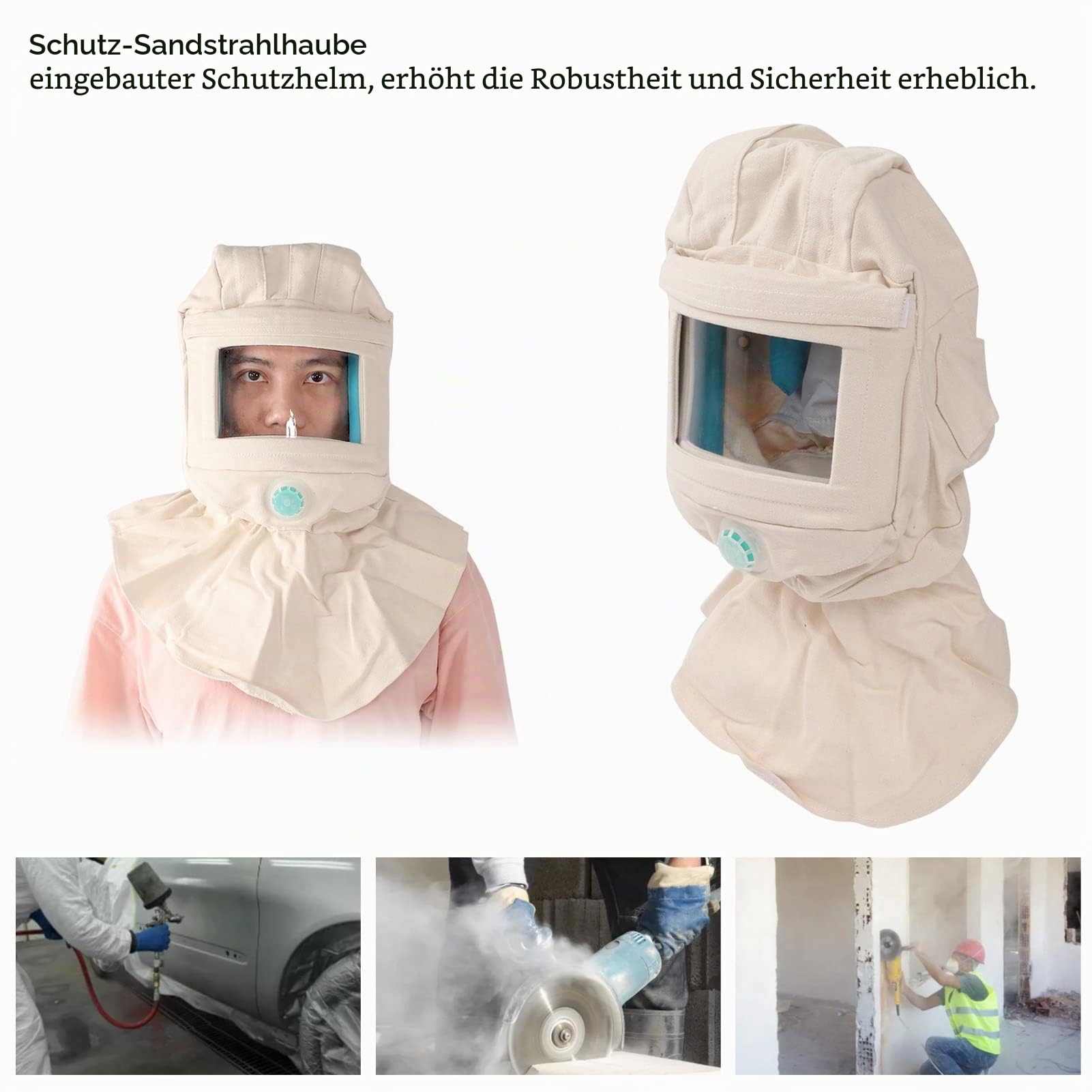 Sandstrahlhaube, Sandstrahlhelm, Kopfschutz, Gesichtsschutz, Atmungsaktive Sandstrahlhaube Sandstrahlschutzhaube Für Industrielles Fabrikpolieren Und Schleifen