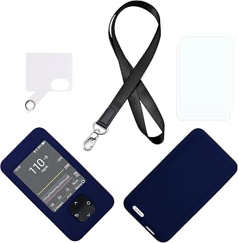 Silicone Case for Dexcom G7 & G6 Receiver with Lanyard + Strap Patch + Screen Protector D Blue