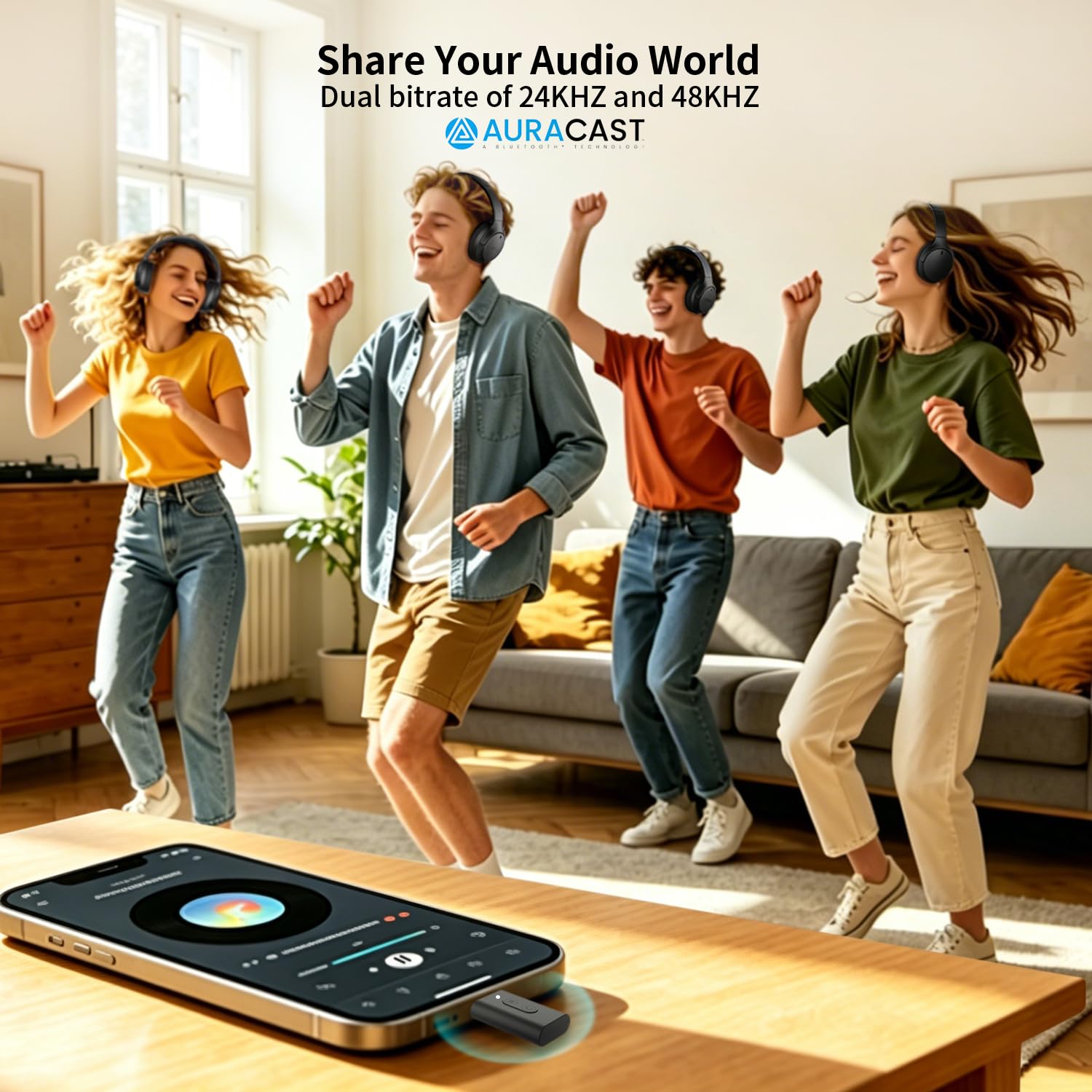eppfun USB-C Le Audio Bluetooth 6.0 Clé Adaptateur avec LDAC APTX-Adaptive & Lossless, Auracast Émetteur Dongle pour iPhone /PS5/Switch, App d'accompagnemen