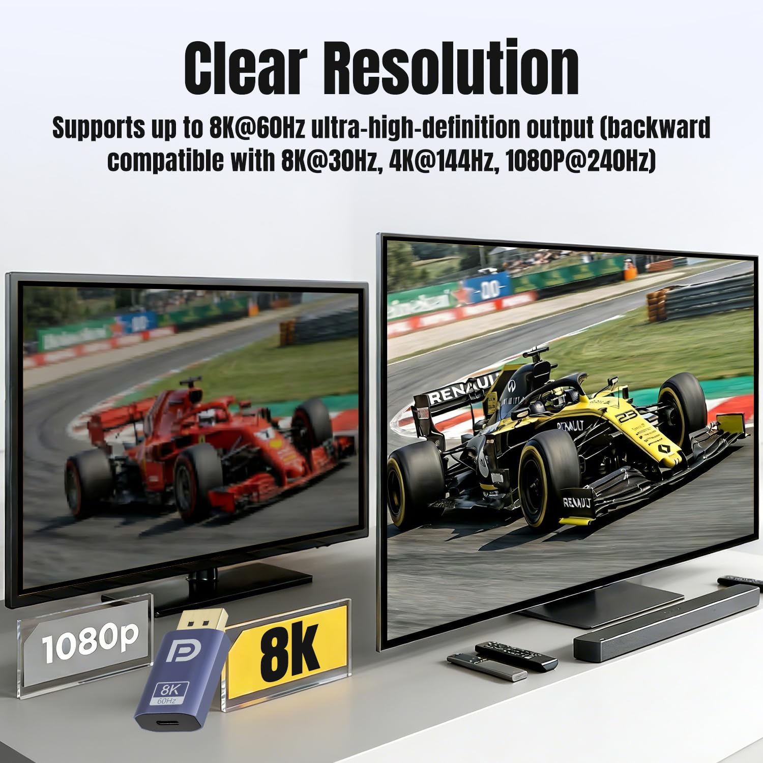 Adapter USB C na DisplayPort 1.4 8K@60Hz, konwerter typu C na DP obsługuje 4K@144 Hz, 2K@240 Hz HDR 3D, obudowa aluminiowa, kompatybilna z MacBook Pro/Air, iPad Pro, XPS, Samsung S23