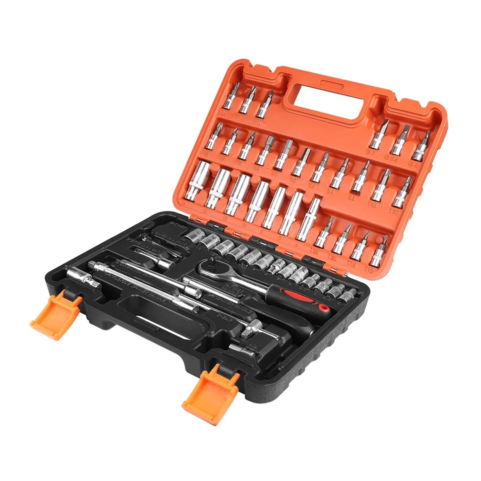 Vbhdte One Color Tool Box For Home Car Repair Tool Kit Drive Socket Set Car Repair Tools Ratchet Torque Wrench Combo Auto Repairing Tool Bit Socket Set