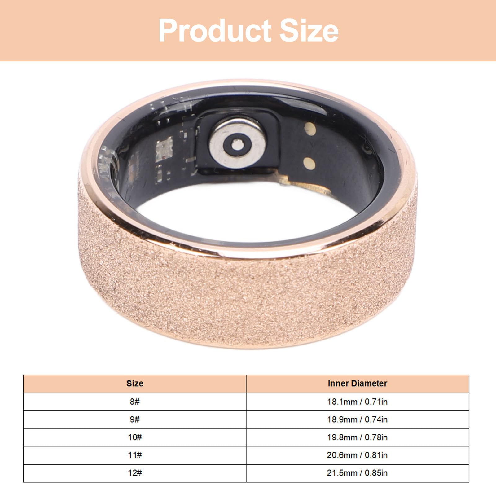 Garsent Smart Ring Fitness Tracker, Bluetooth IP68 a Prueba de Agua, Monitoreo de Sueño, Pasos y Salud, Elegantes Anillos Deportivos Inteligentes para Hombres y Mujeres iOS y Android,