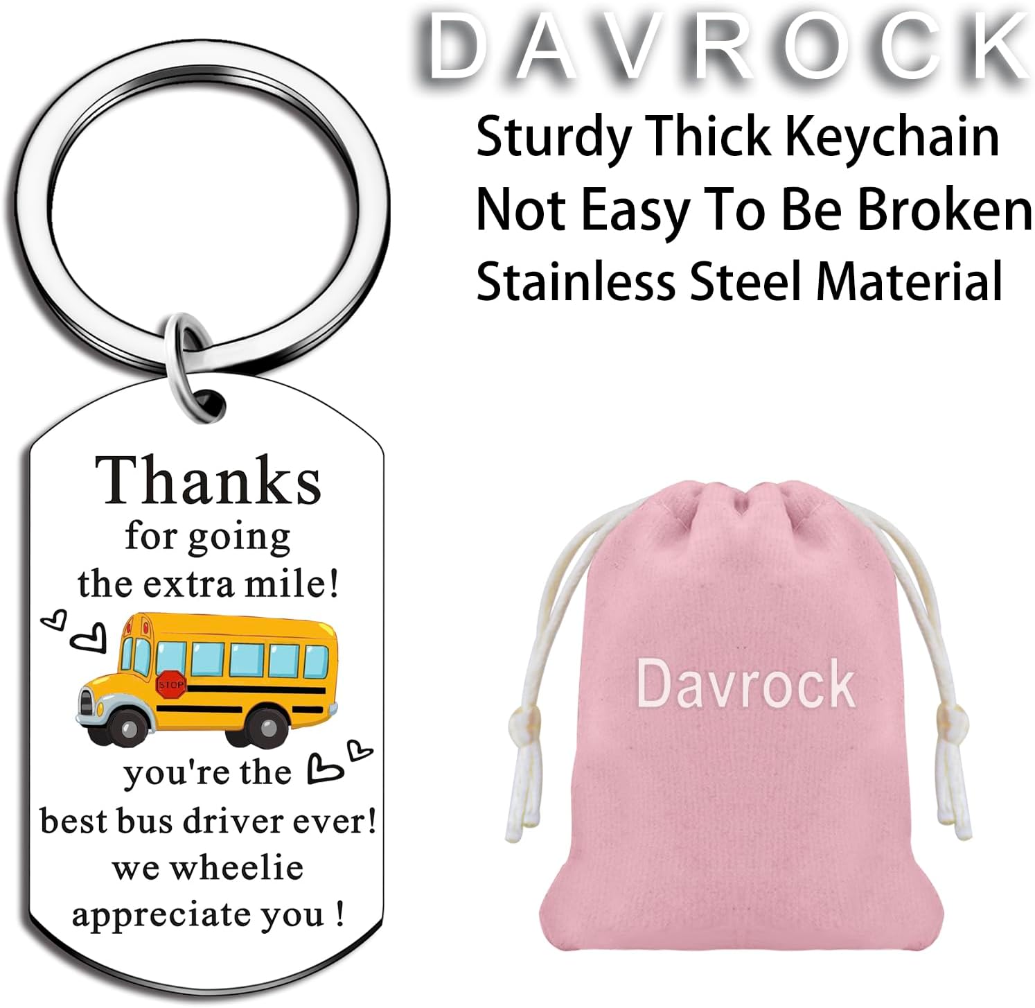 School Bus Driver Gifts Bus Driver Appreciation Gifts Valentine Gift Thank You Keychain Birthday Thanksgiving Day Christmas Stocking Stuffers Birthday Gift Retirement Custodian Appreciation Gift - Image 6