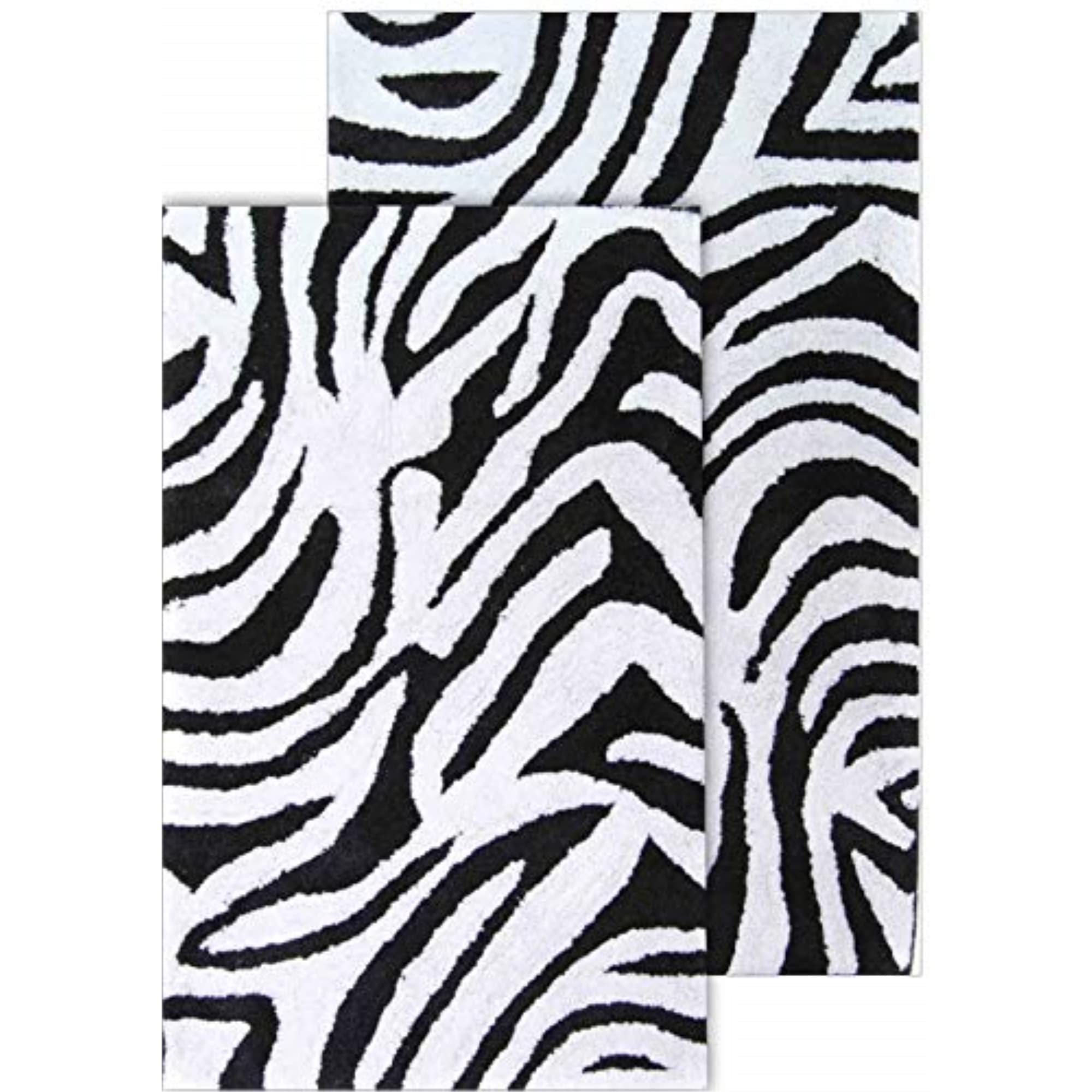 Chesapeake Safari 2Pc. Black & White Zebra Bath Rug Set (21"x34" & 24"x40")