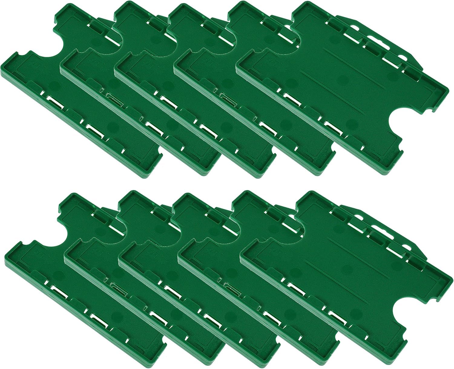 Customcard Ltd Double-Sided ID Card Holder - Secure, Green Plastic for 2 Credit-Sized Cards (85mm x 54mm) - Durable, Lightweight for Work, School, Events- ID Card Holder for Lanyard (Green,Pack of 10) — image 1