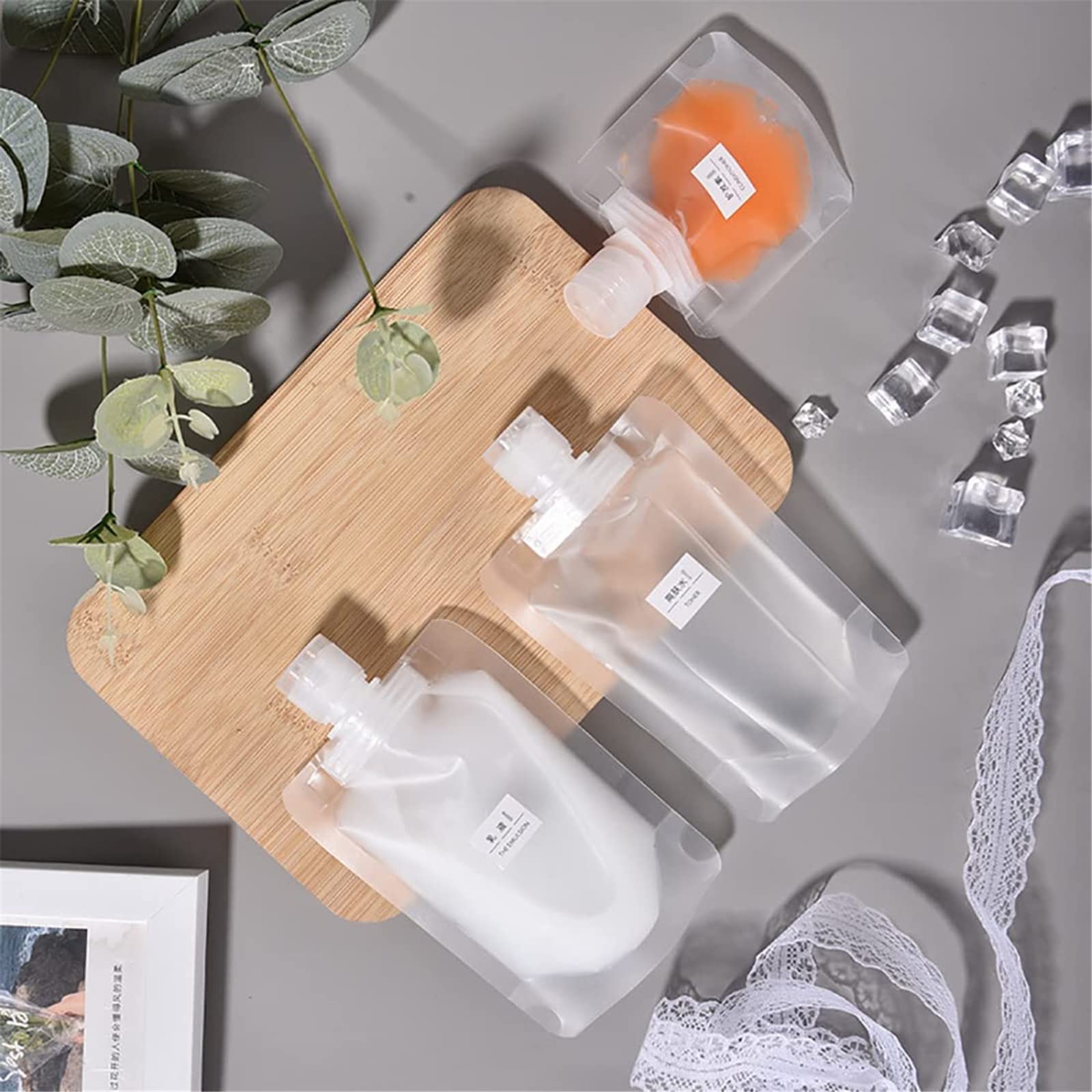 9 sacchetti da viaggio portatili per cosmetici, trasparenti, a prova di perdite, ricaricabili, contenitori da viaggio, sacchetti per cosmetici, lozioni, shampoo, liquidi, 100 ml.