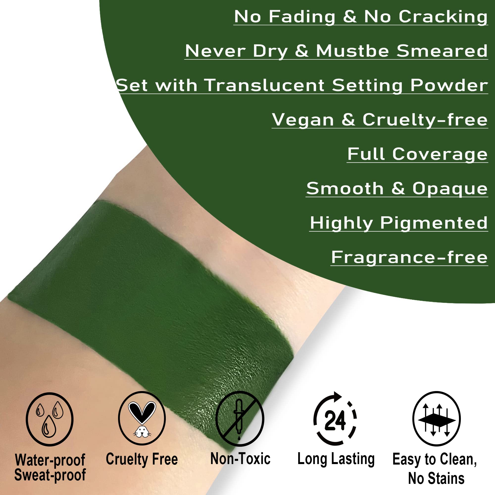 CCbeauty Pinturas corporales verdes cremosas Blendable Stick a base de aceite no tóxico Face Paint lápices de maquillaje para cara cuerpo Halloween arte corporal fiesta maquillaje