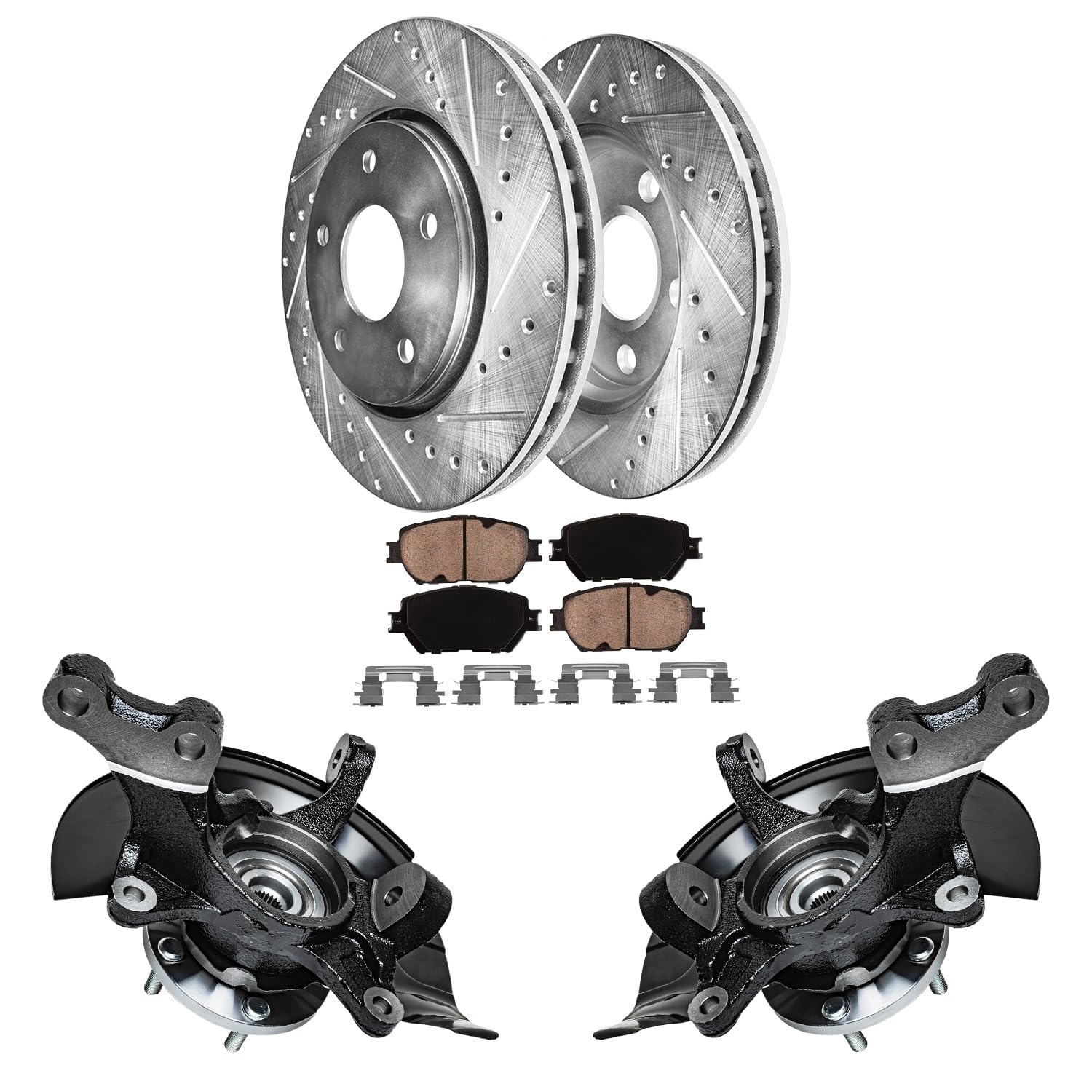 Detroit Axle - Front knuckles And Brake Kit For 2004-2006 Toyota Camry 2.4L