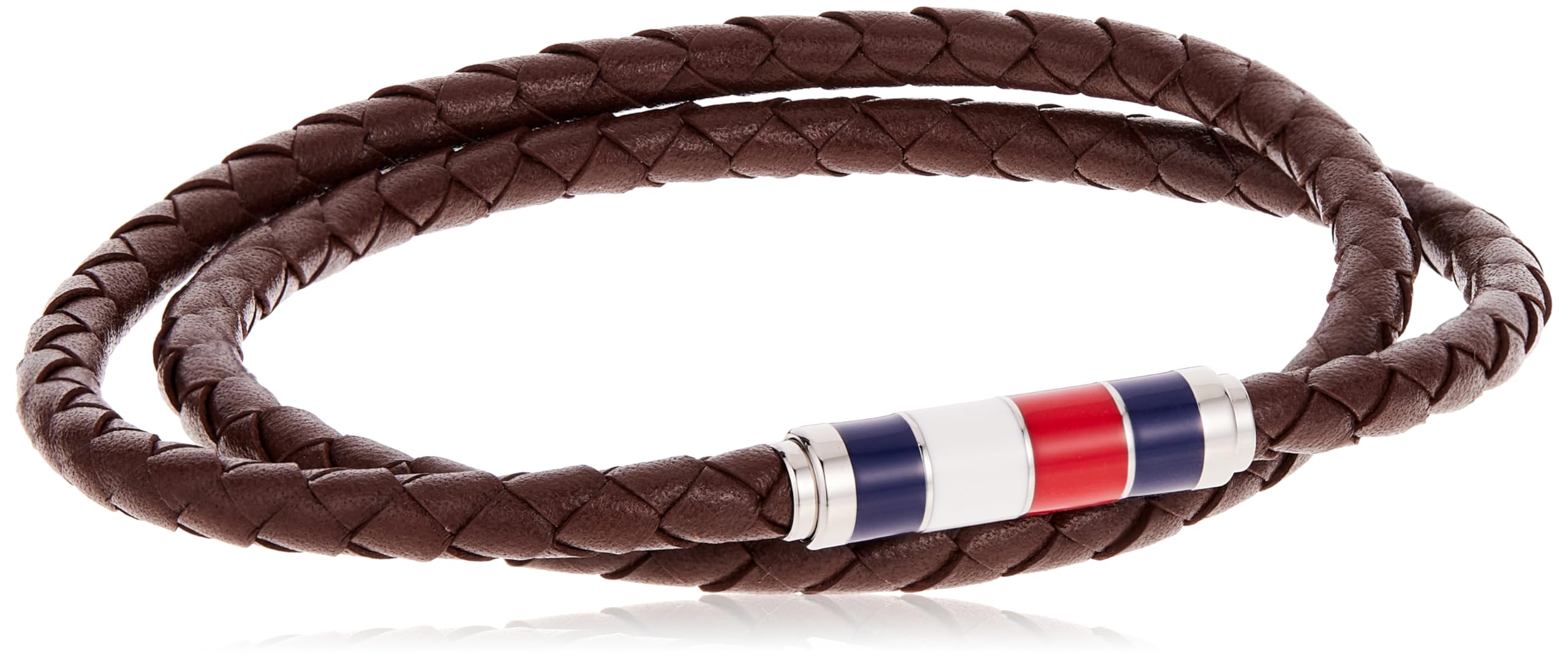 Tommy Hilfiger Casual Core - Pulsera de cuero y acero inoxidable para hombre, 19 cm