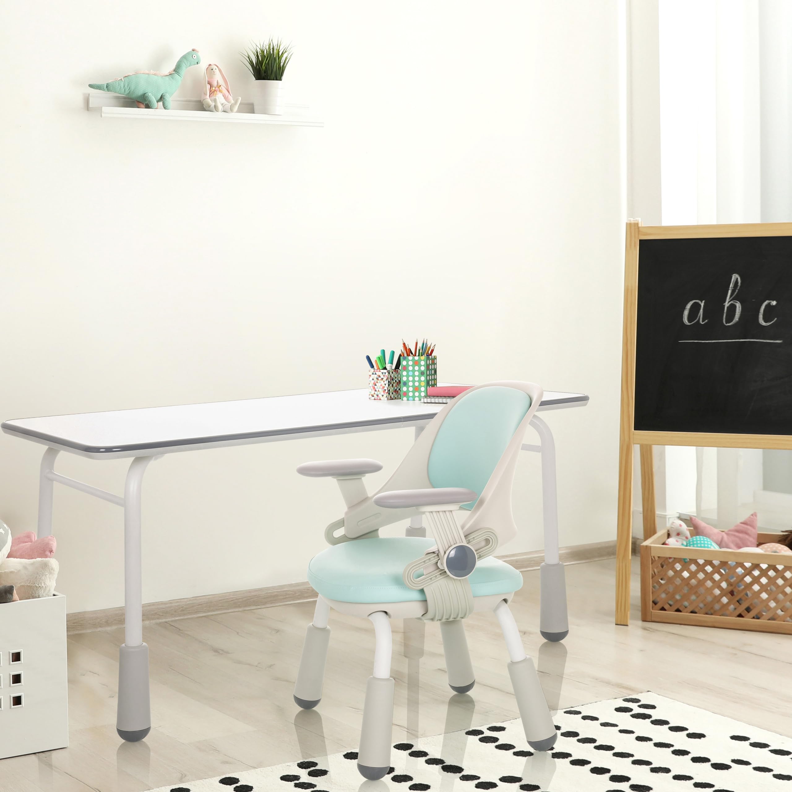 hjh OFFICE Escritorio Infantil Regulable en Altura Kid Gro T Escritorio para niños y jóvenes 120x60 cm, Blanco/Gris