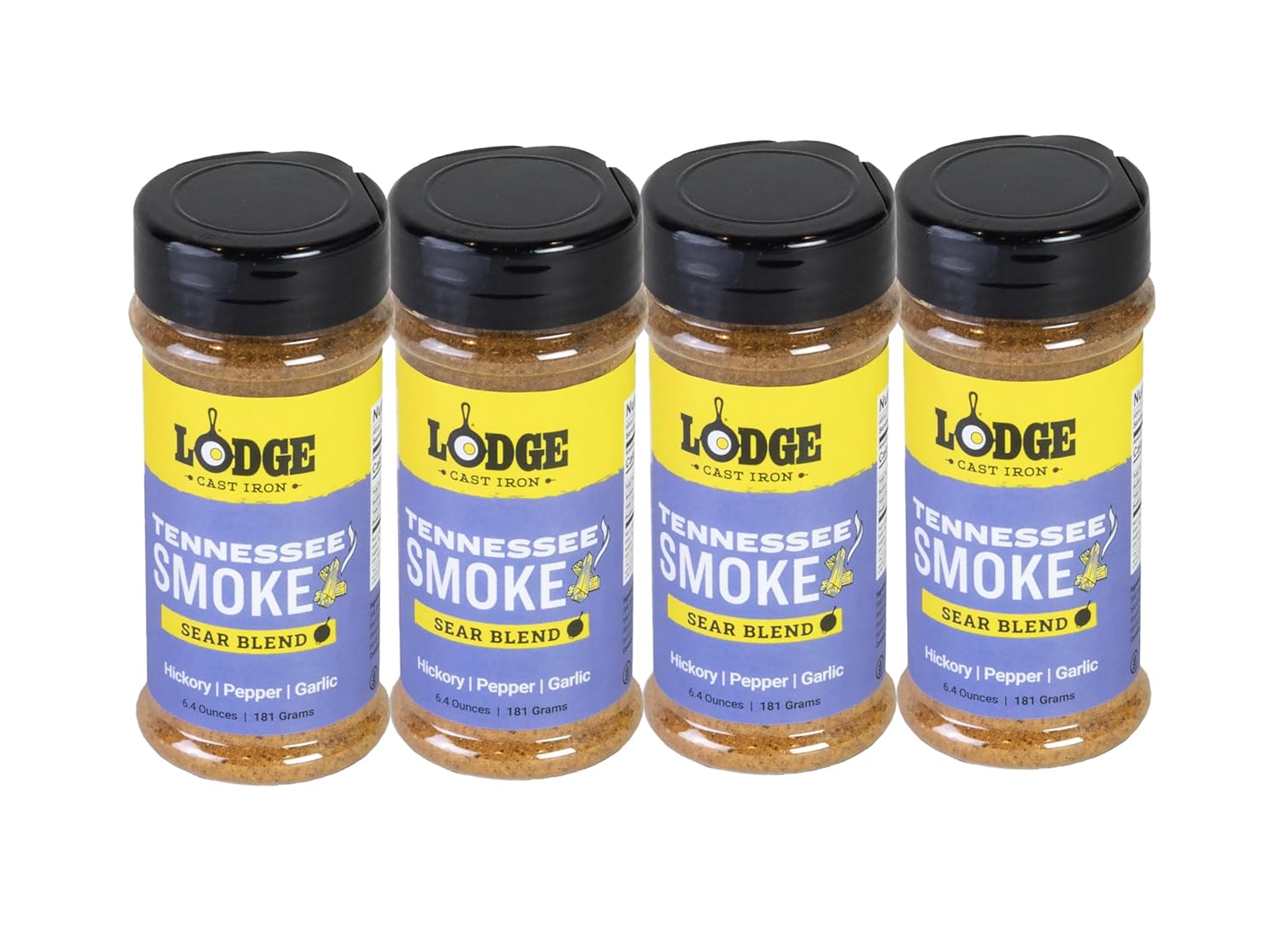 Lodge Sear Blend - Made for Cast Iron Cooking - Use Over the Grill, On the Stove, or Even in the Oven, Non-GMO - 6.4oz (4 Pack) - Tennessee Smoke