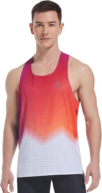 Sanken Men's Seamless Running Tank Tops Ultra Lightweight Marathon Singlets Breathable Race Vests Quick Dry Sleeveless Shirt