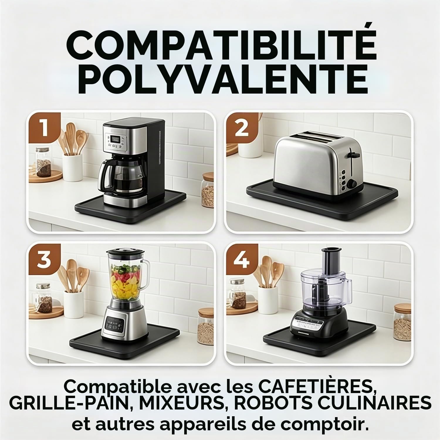 Plateau Coulissant Accessoire de Rangement pour Ustensiles de Cuisine et Électroménager