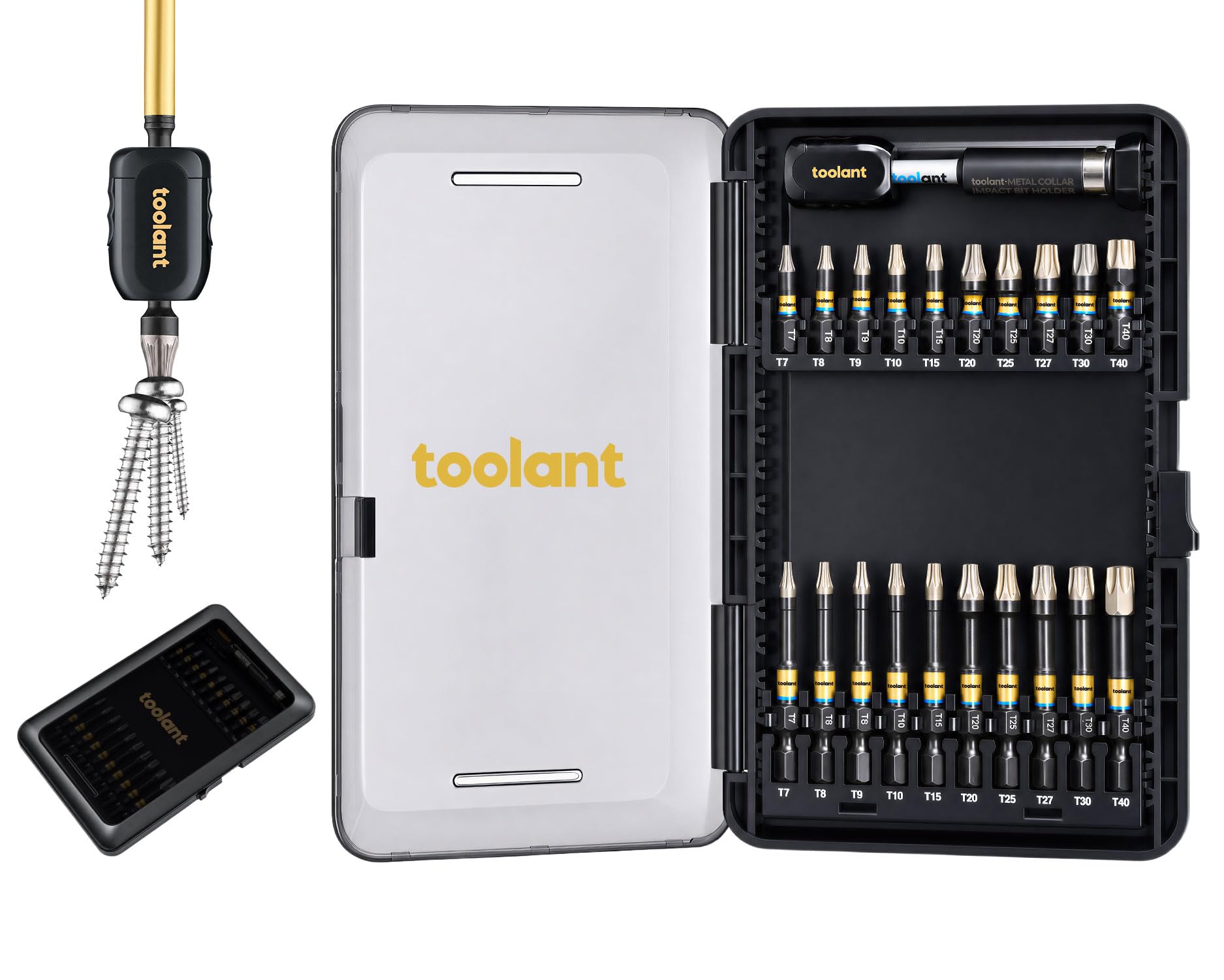 toolant T7-T40 Security Torx Bit Set, S2 Steel, 1" and 2", 22-Piece