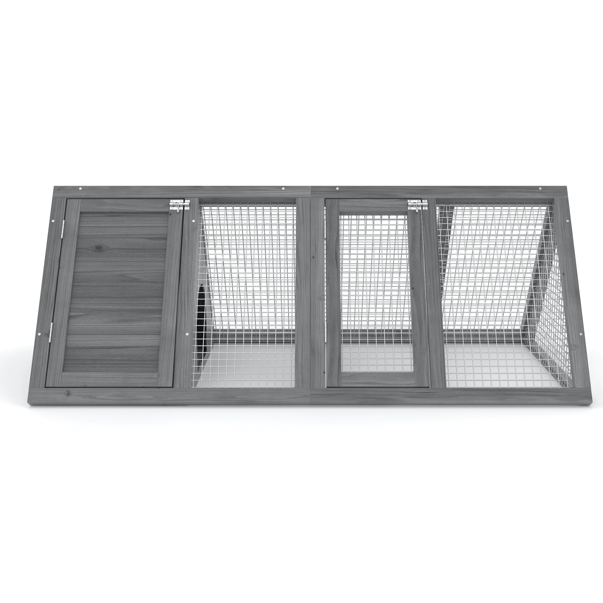 Jaula para conejos, gallinero pequeño para exteriores, jaula de codorniz con marco en A con 2 puertas y jaula de corral, jaula triangular de madera con alambre de ventilación para animales pequeños